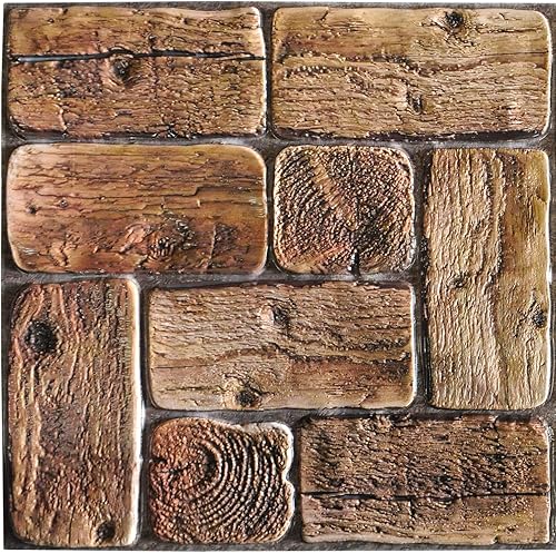 Dundee Deco PG7020 - Troncos sintéticos marrones, 3.2 x 1.6 pies, panel de pared 3D de PVC, decoración de paneles de pared de diseño interior, 5
