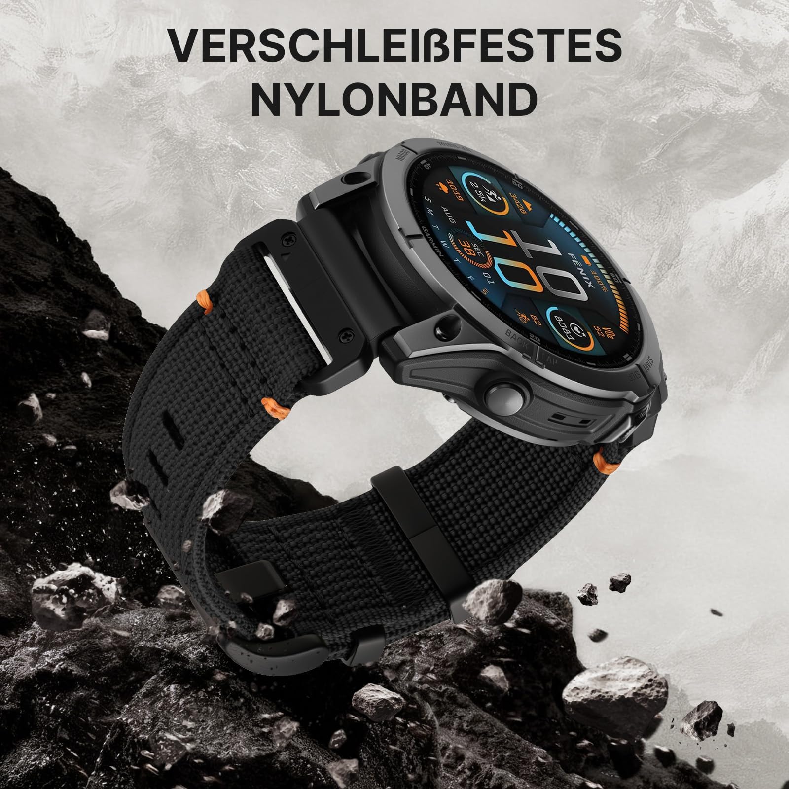 Bandletic 22mm 26mm QuickFit Armband Kompatibel mit Garmin Fenix 8 47mm/51mm, für Fenix 7/6/5/3 Armband, Nylonarmband für Epix/Forerunner/Instinct/Enduro/Tactix/Descent/Quatix/Tactical/Tide/Solar