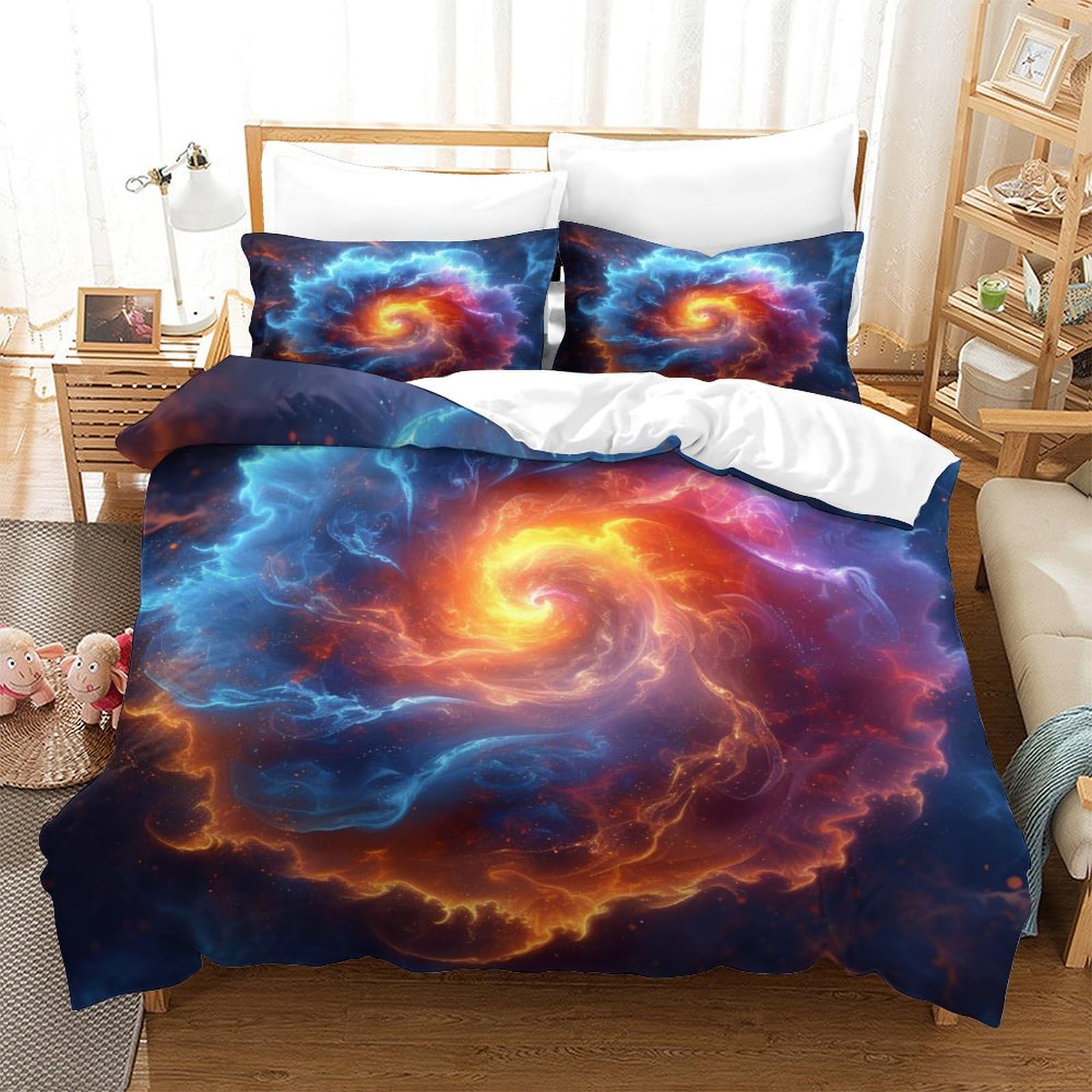 Housses de couettes 3D nuages parure lit simple pour chambre enfant