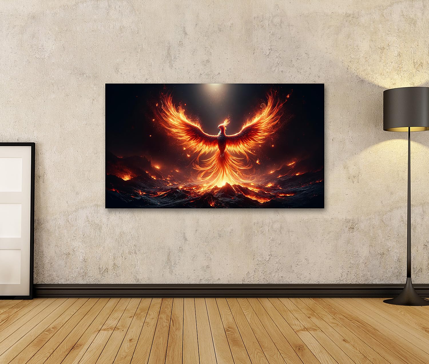 islandburner Quadro su tela, maestosa fenice del fuoco sorge dalla cenere, poster