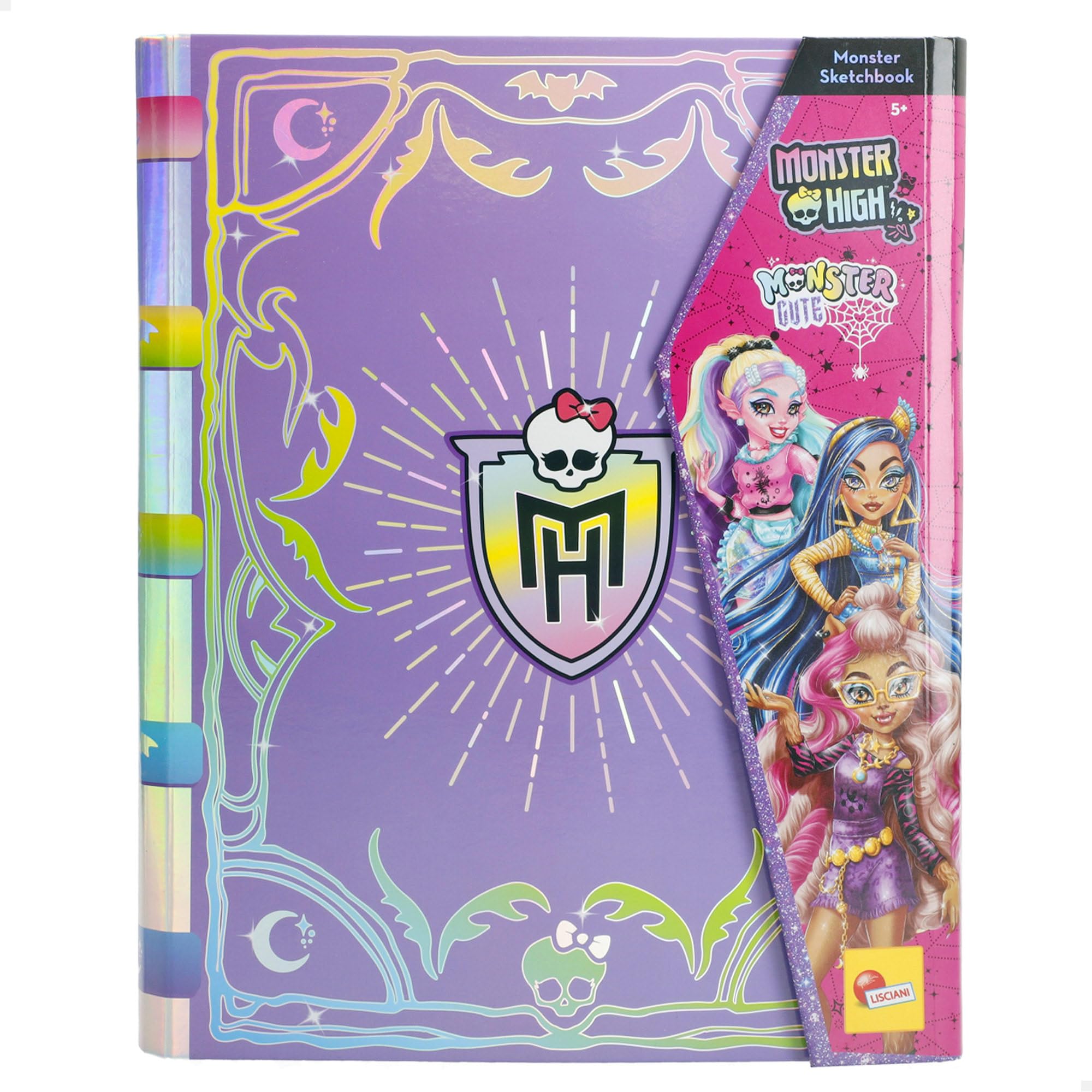 LISCIANI - MONSTER HIGH - Cuaderno de Actividades de Dibujo - Monster Cute - Para Niños a Partir de 5 Años - 39 Páginas - Cuaderno de Actividades: Pegatinas de Ropa, Imágenes para Colorear, Purpurina