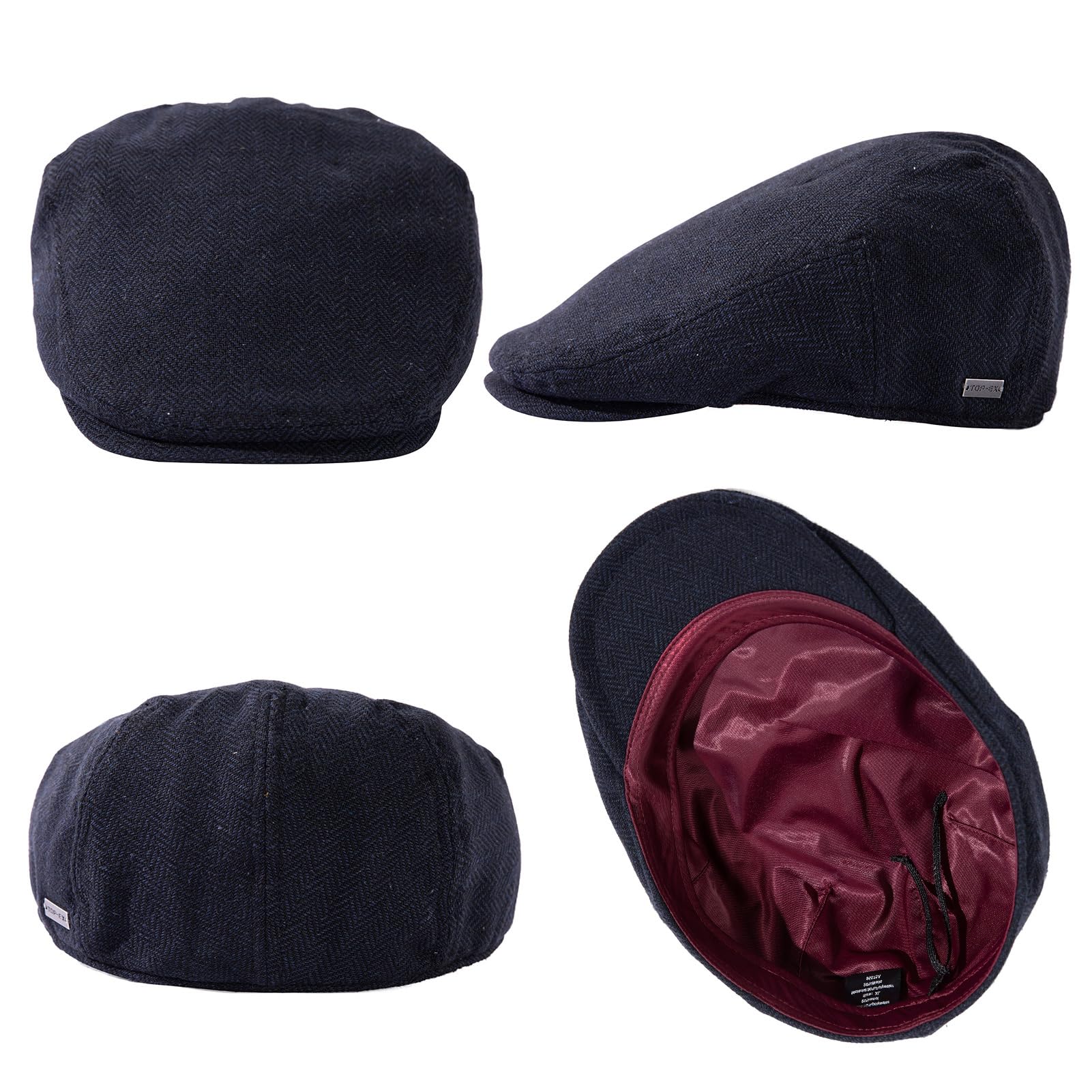 TOP-EX L/XL/XXL/XXXL męska czapka z mieszaną wełną, płaska czapka Newsboy, czapka z daszkiem, czapka beret, styl vintage, czapka Barrett Ivy Gatsby Cap Tweed Beret Peaked Caps