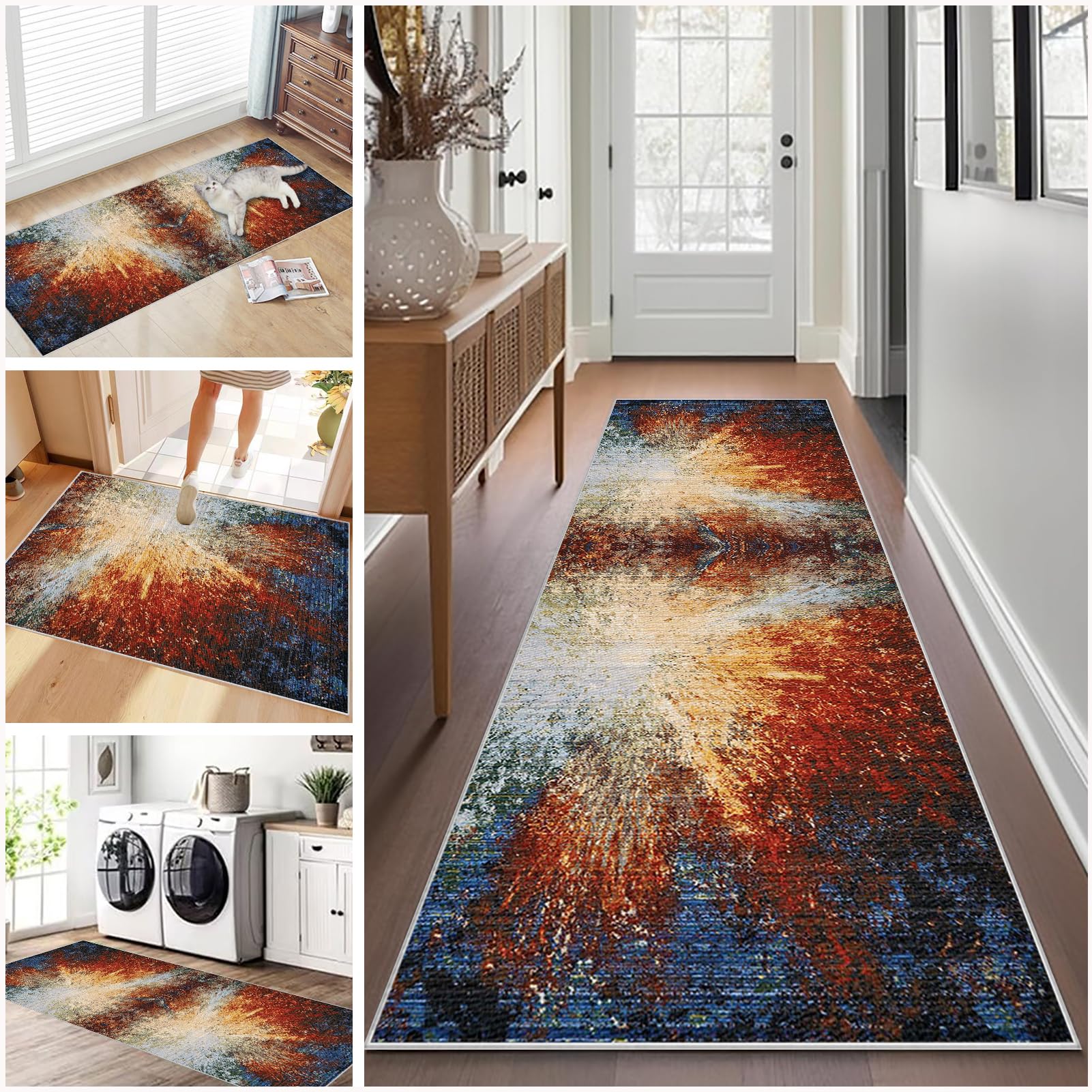 Long Hallway Runner Rug Non Slip 90 x 400 cm Washable Carpet Runners for Kitchen Runner Rugs for Hallway Entryway Indoor Door Mat Carpet Floor Mat Hall Runner Narrow Rug Runner for Hallway, Kitchen