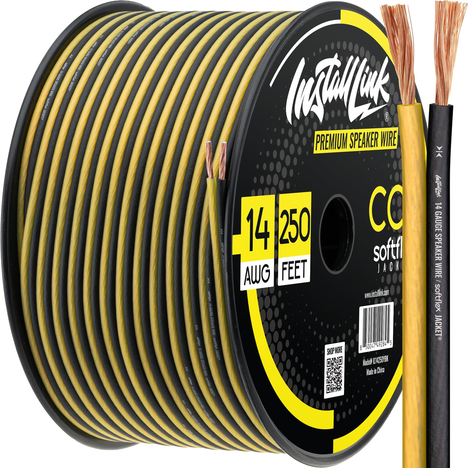 Install Link14 AWG Gauge Speaker Wire Cable (250 Feet) Stereo, Car or Home Theater, CCA
