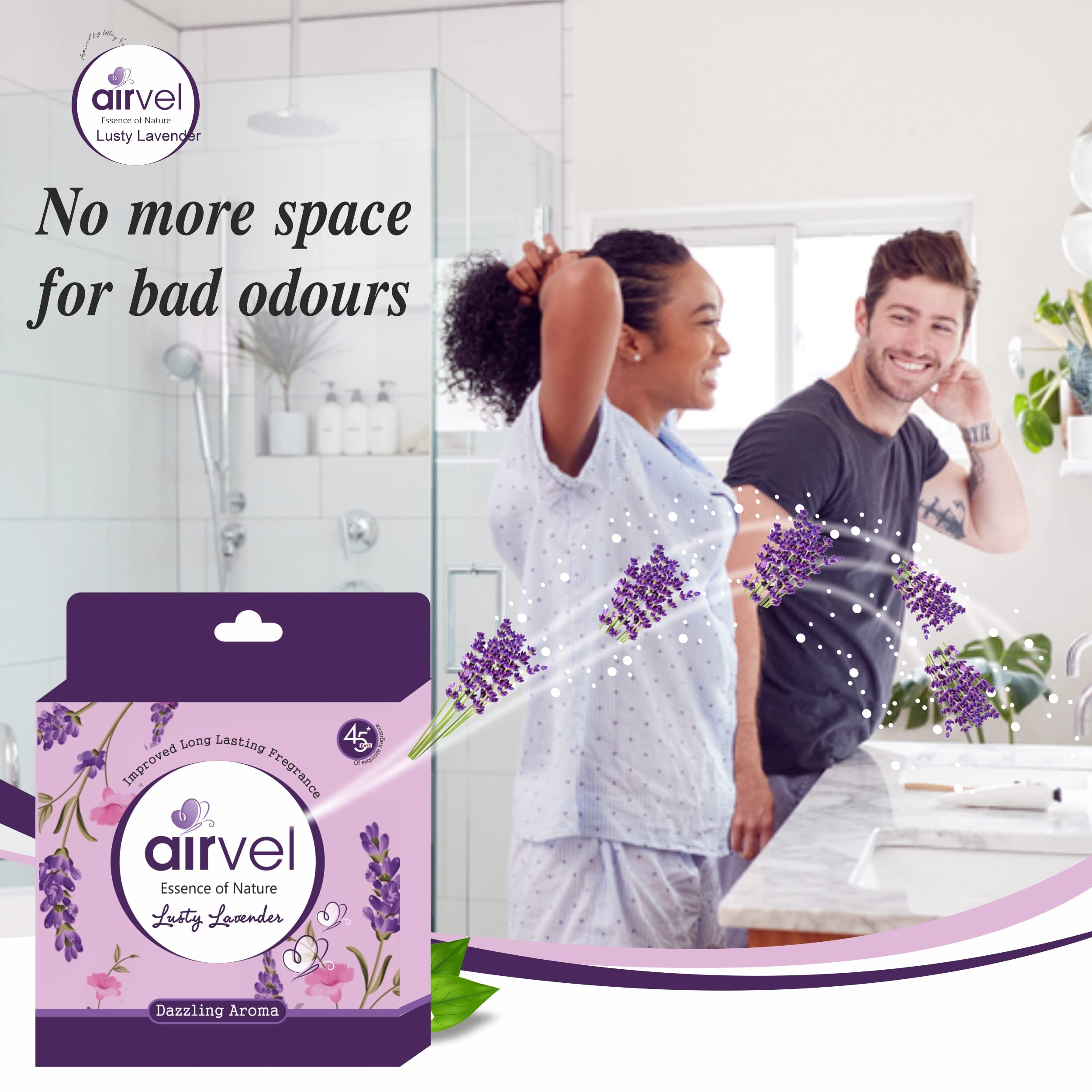 Airvel Air Freshener Blocks Combo Pack of 5 (75g Each) - with Amazing Fragrance For Bathroom || Toilet Freshness ||Helps to Remove Bad Odour,Smell | Can be Use Everywhere (Lavender Fragrance) 4