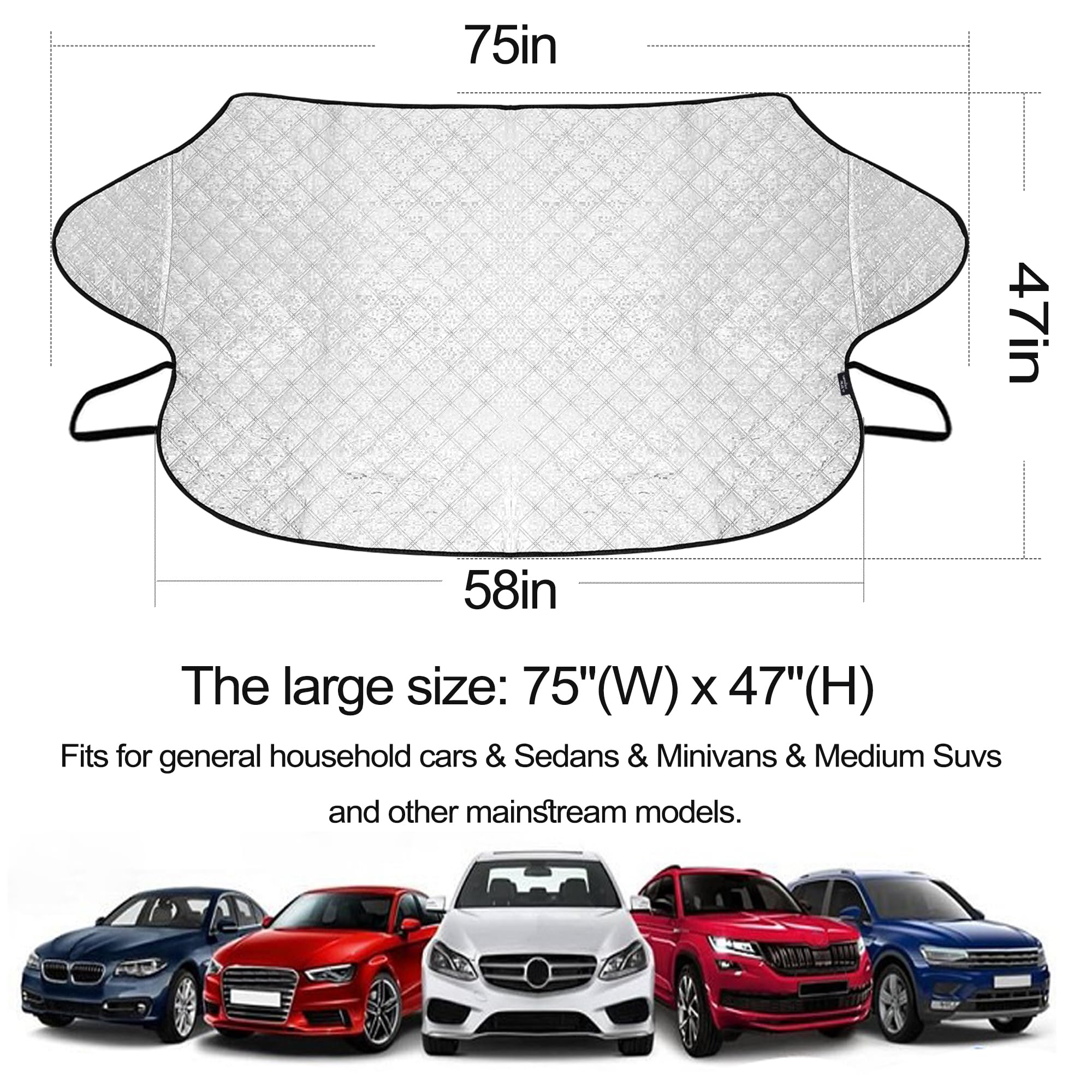 Parasol Coche Delantero, Parasol Coche Delantero Plegable, 4 Capas Espesado Parasol Delantero Coche, para Cuatro Estaciones Parabrisas de Coche , Protege de Hielo, Nieve, Rayos UV, Sol y Lluvia