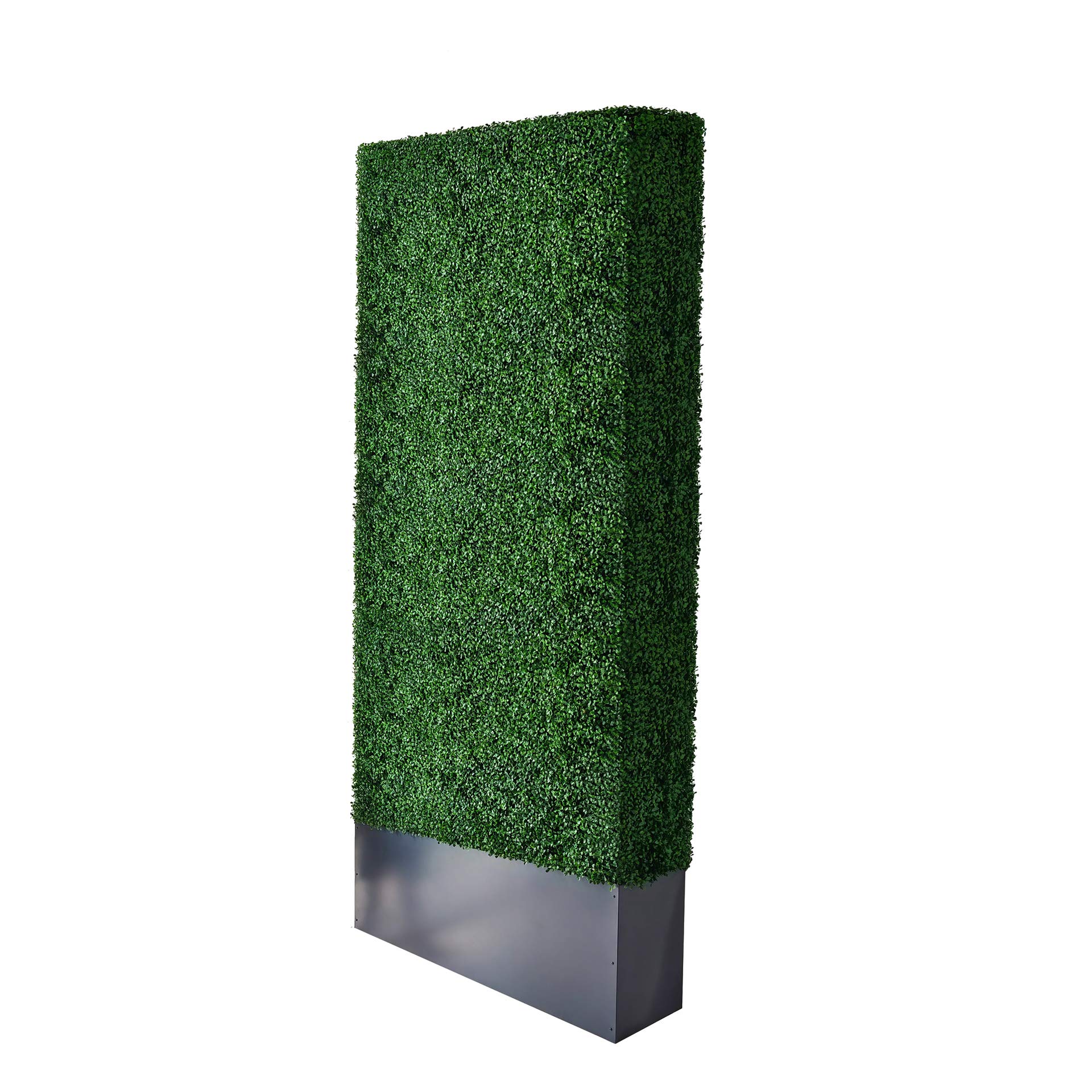 AGPL Upgraded Artificial Boxwood Hedge Wall with Dark Grey Stainless Steel Planter Outdoor Backdrop Privacy Screen,Patio,Balcony,Restaurant,Garden,Party Décor (96" Height 48" Width 12" Deep)
