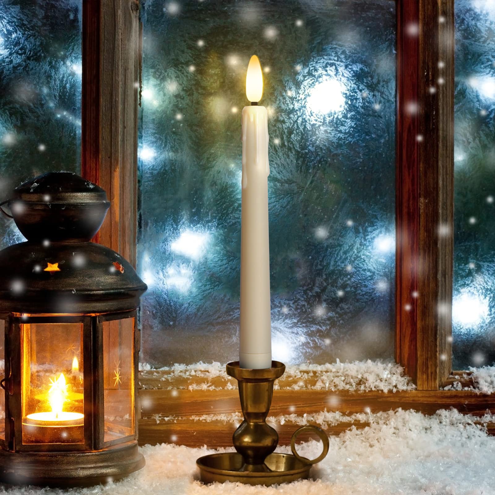 FREEPOWER 6 Candele LED Lunghe con Telecomando Timer Fiamma Tremolante, Funzionamento Batteria, Luce Bianca Calda, Dimmerabili, Decorazione per Natale Feste Famiglia, 2 x 21cm