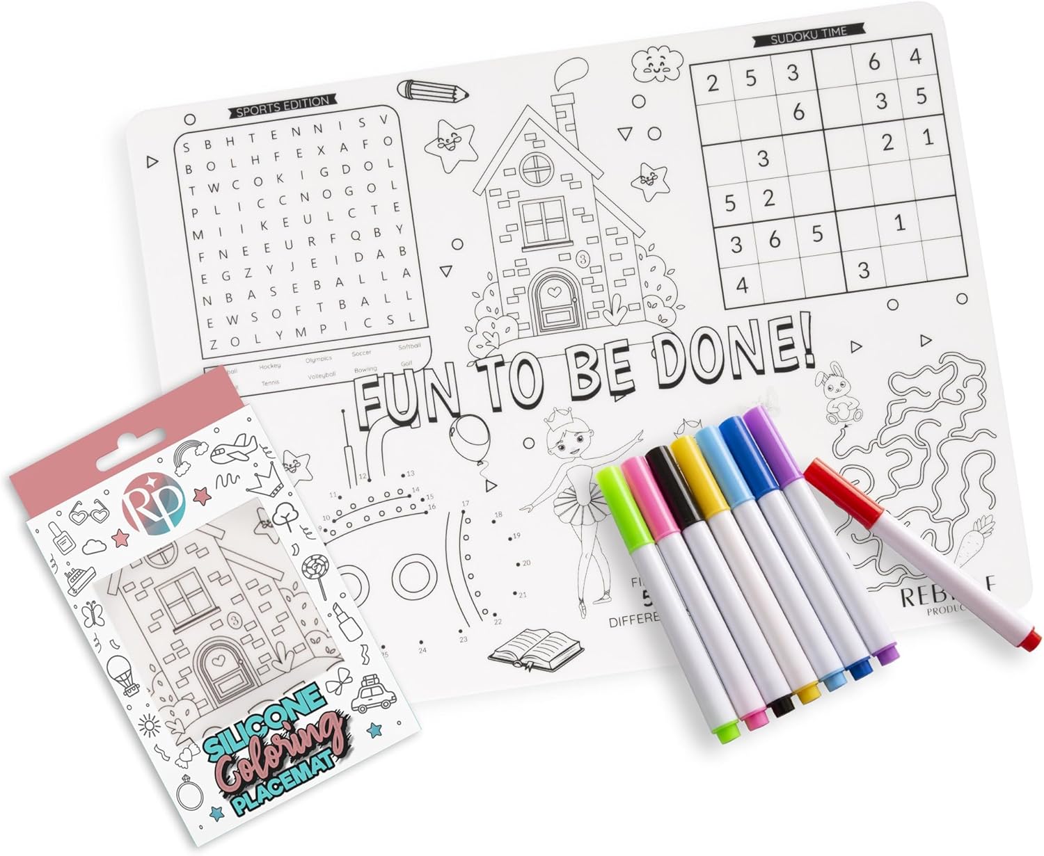 Silicone Coloring Placemat Washable Drawing Mat for Kids Learning Coloring Mat 8
