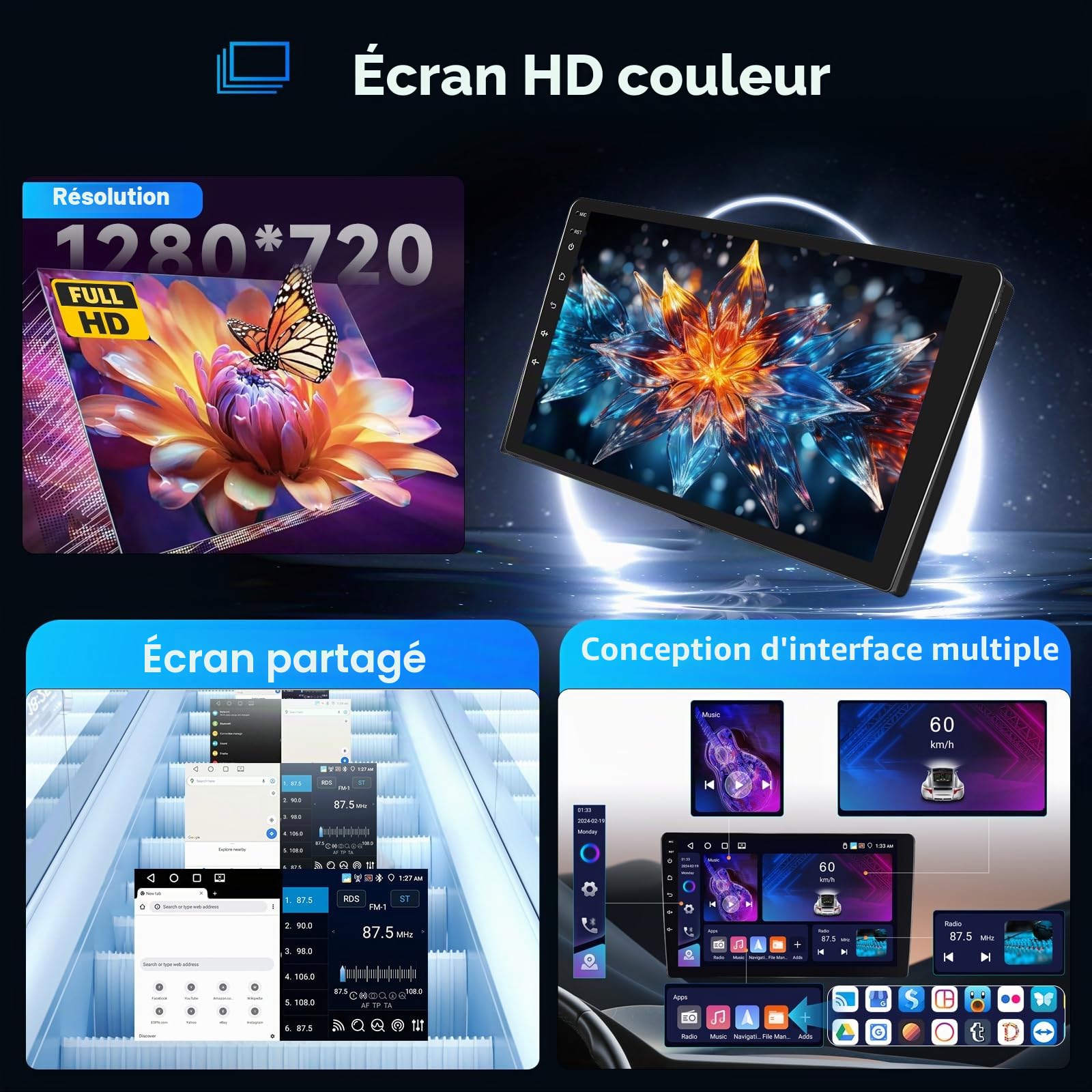 4G+64G Android Autoradio pour Toyota Corolla Verso AR10 2004-2009 Radio CarPlay Android Auto sans Fil, Hodozzy 9 Pouces Écran Tactile Poste Radio Voiture GPS, Bluetooth, WiFi, DSP FM/RDS 2 DIN+Caméra