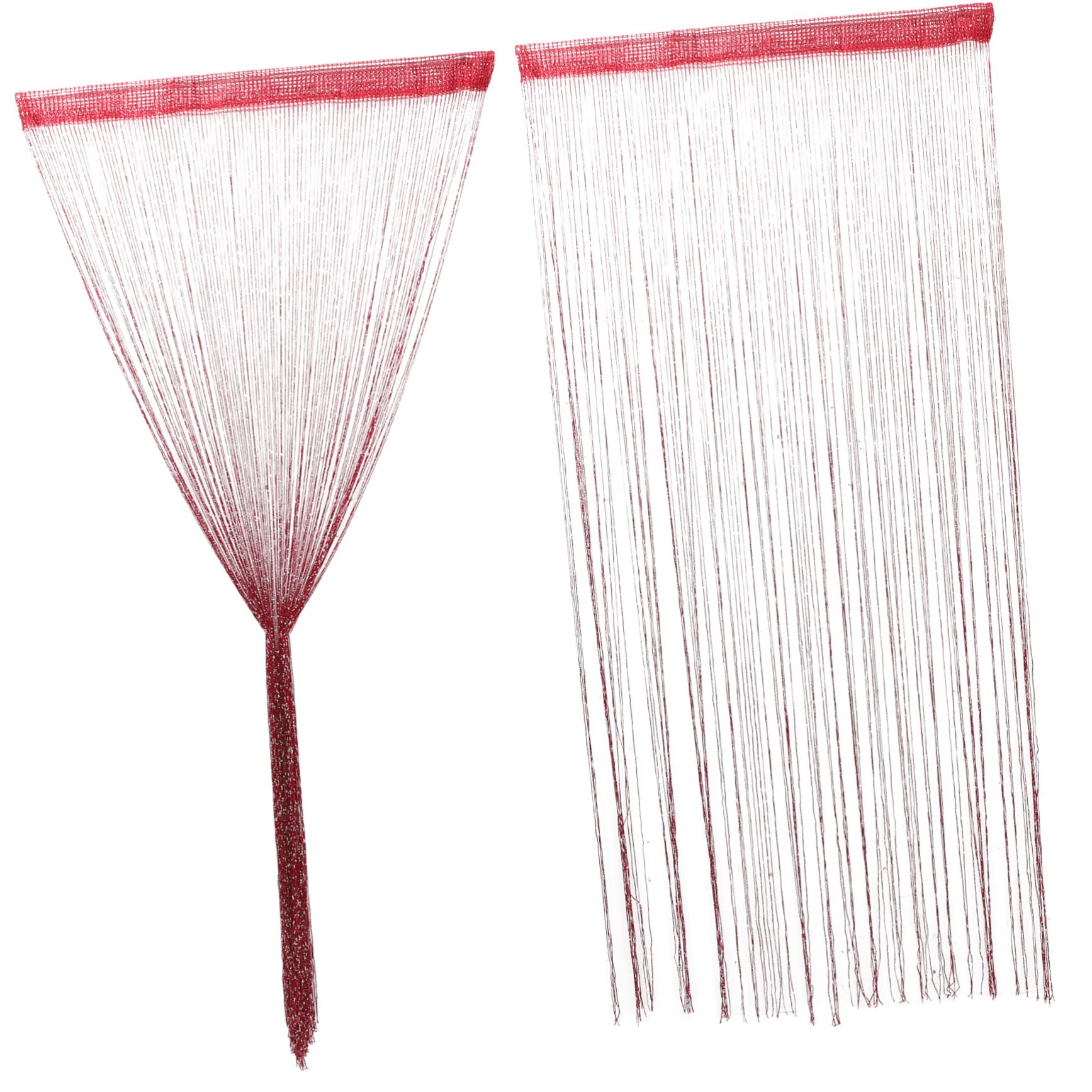 Cortina de cuerda de flecos color vino, pack de 2 ideal para separar ambientes con elegancia