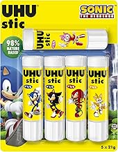 UHU Stic Sonic Limited Edition Collectibles, Glue Stick for School Suitable for Children, Solvent-free, Safe Glue for Crafts, Box Consisting of 5 Sticks of 21 g