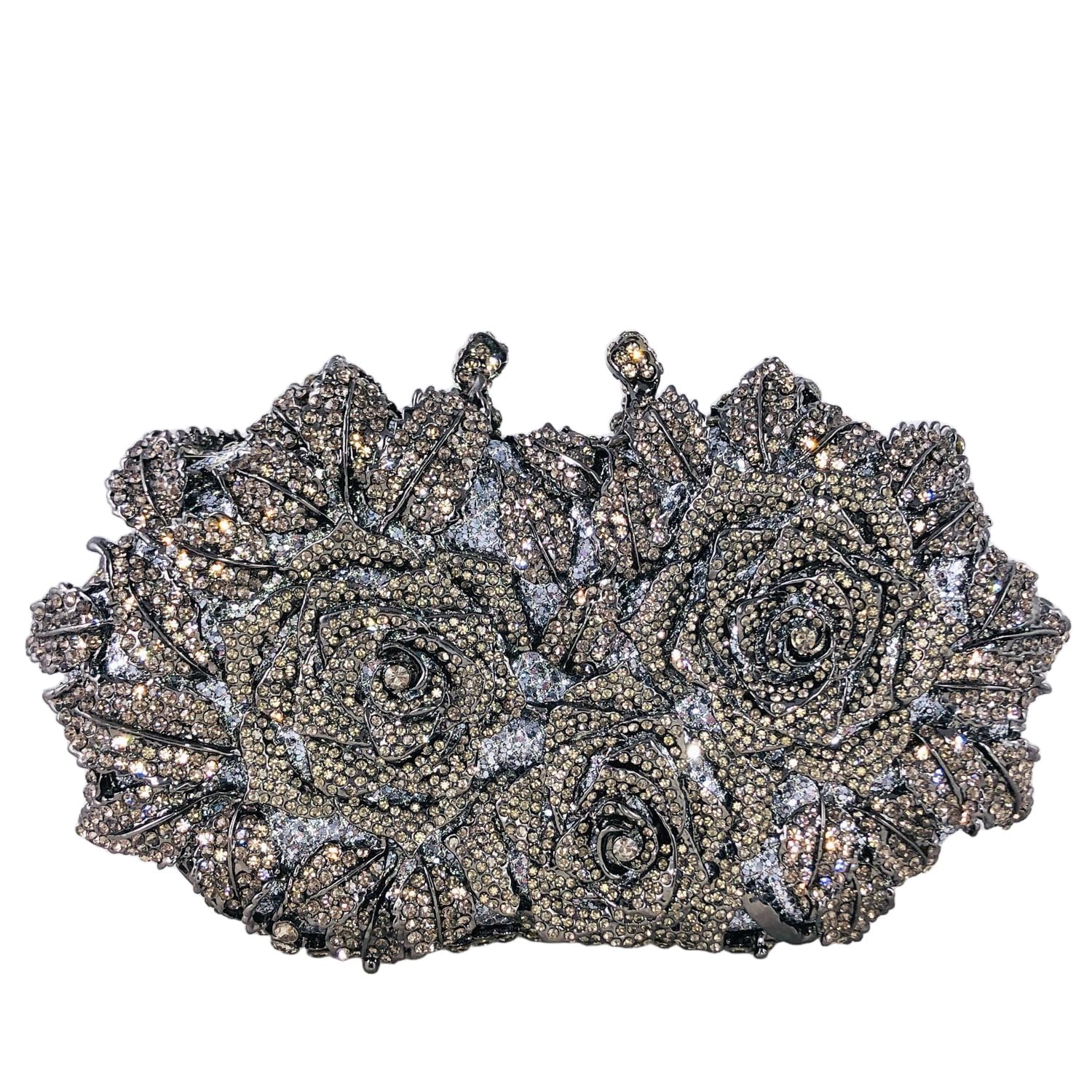 Boutique De FGG Mini Flower Evening Bags For Women Formal,Party Rhinestone Clutch Purses,Wedding Floral Crystal Clutch Bag