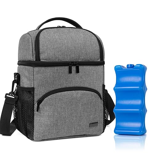 Teamoy Bolsa enfriadora de leche materna de doble capa con bolsa de hielo, bolsa de viaje para biberones de bebé, bolsa enfriadora de hasta 6