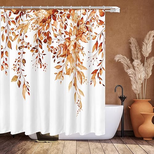 Miniatura 97 de Tititex - Juego de cortinas de ducha de hojas de eucalipto verde con cierres de presión, sin ganchos, forro interior verde, hojas de acuarela en la