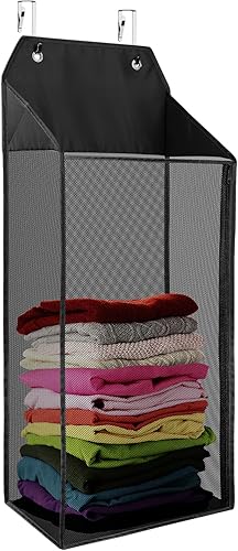 coastal rose Cesta de lavandería grande para colgar, cesta de malla sobre la puerta con cremallera para organizador de ropa sucia, cesta plegable