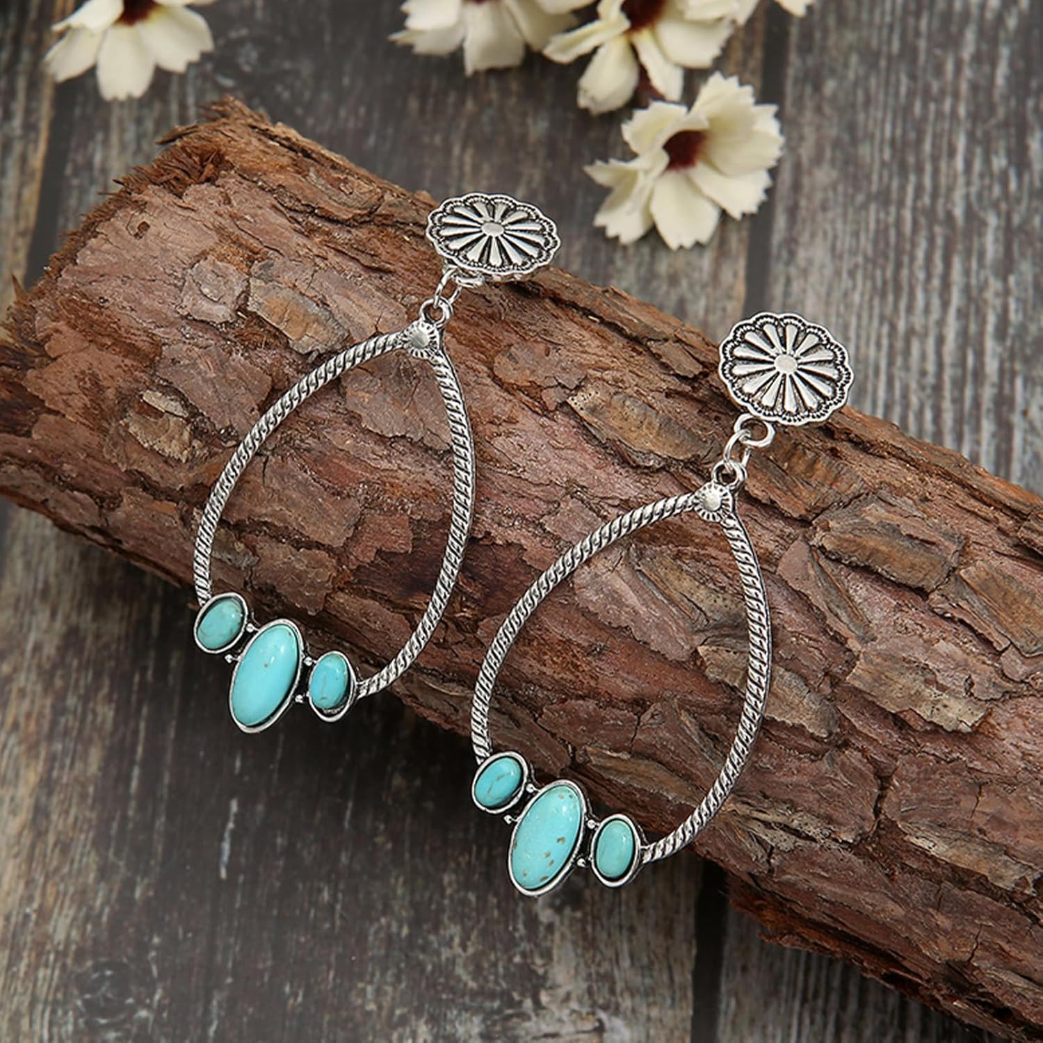 Dainty Turquoise Dangle Earrings for Women Western Boho Jewelry Outfit Accessories - Image 5