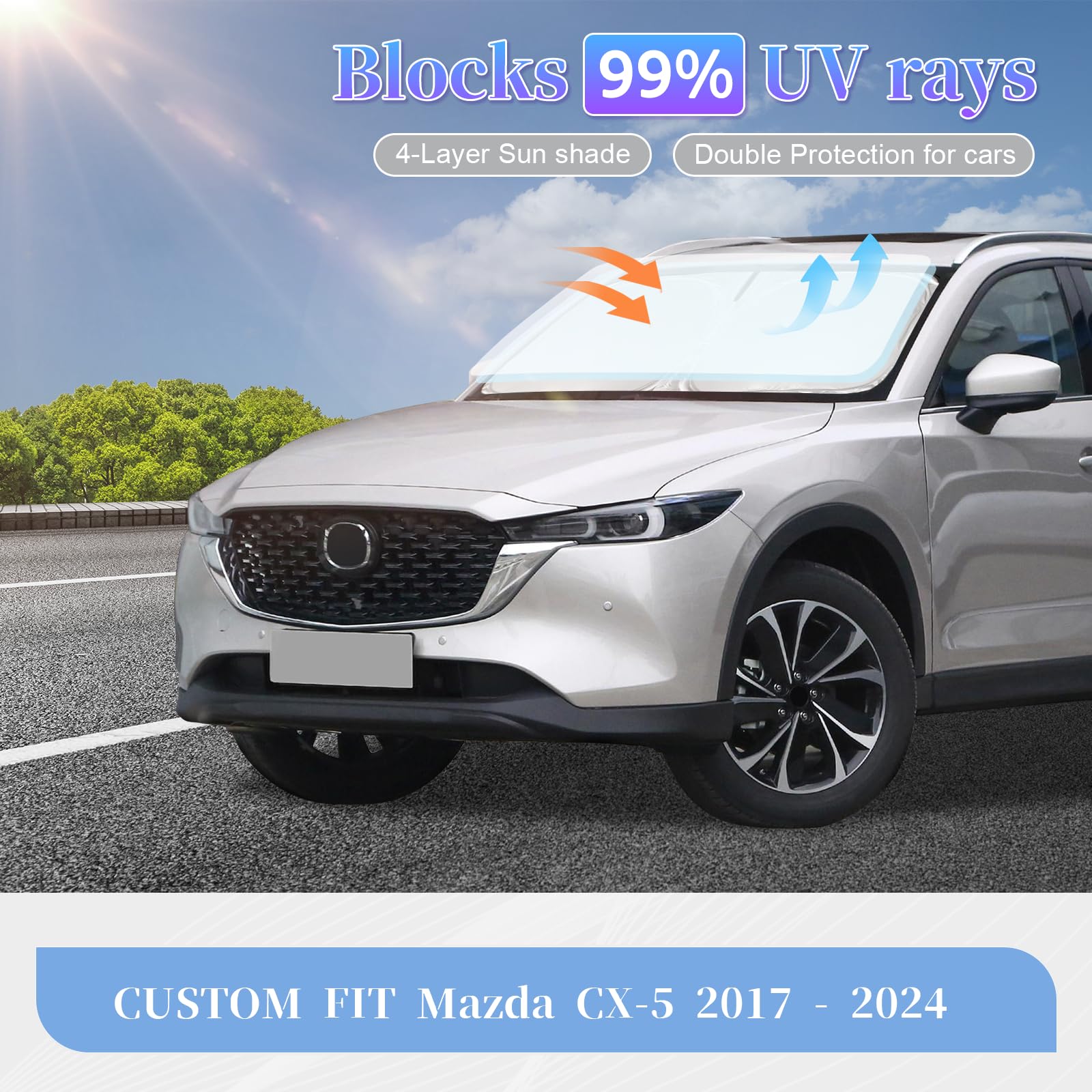 Parasoles Mazda CX-5 Parasoles Para Ventanas De Mazda CX-5 KF (2017-2025) - 4 Piezas, Protección Contra Sol Y Lluvia Accesorio Exterior Coche