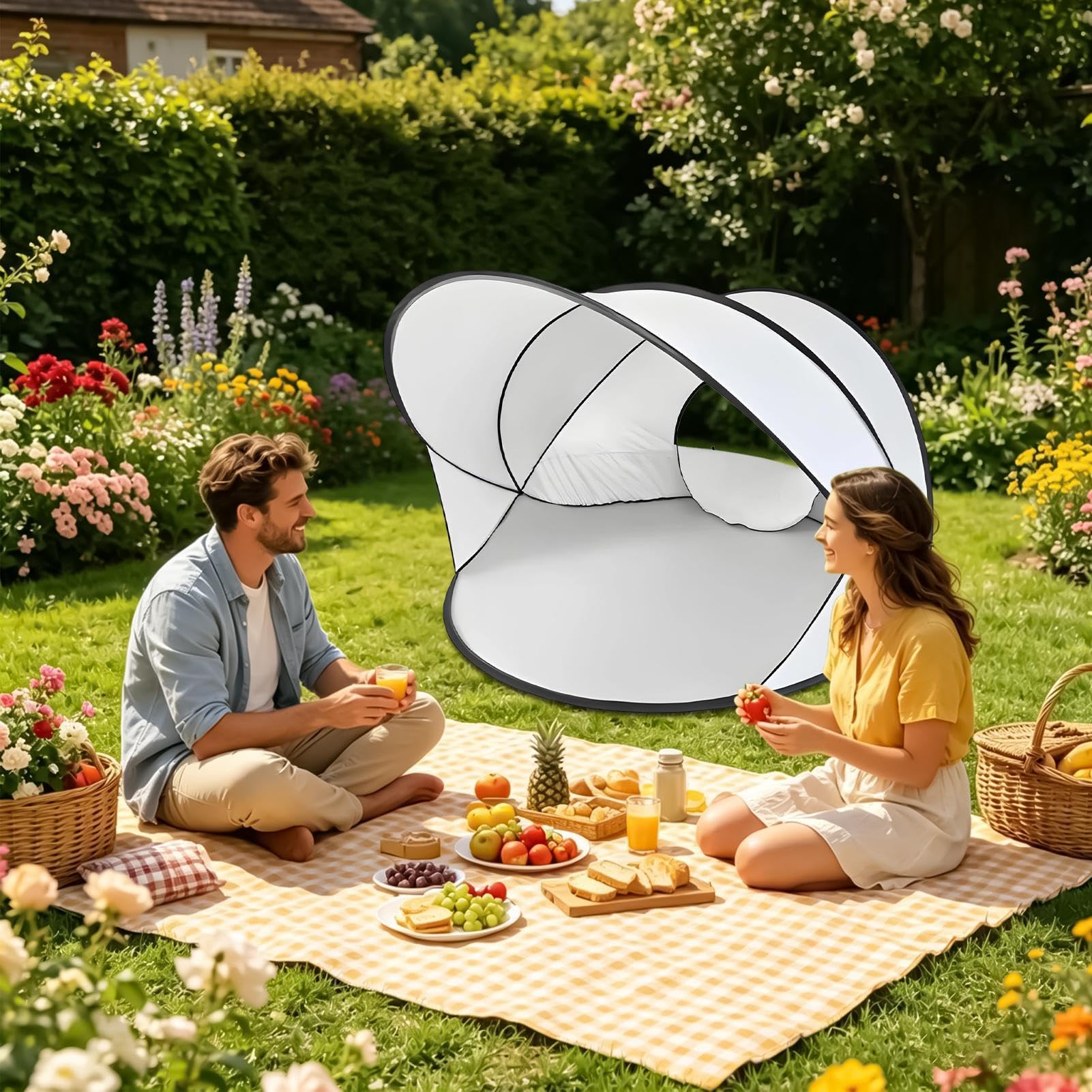 Strandzelt, Sonnenschutz, 130 x 130 x 100 cm, sofort aufgebaut, faltbar, Sommer-Campinghütte, für 2–3 Personen, Wandern, Angeln, Abenteuer, Garten, Rasen, Park, Hinterhof
