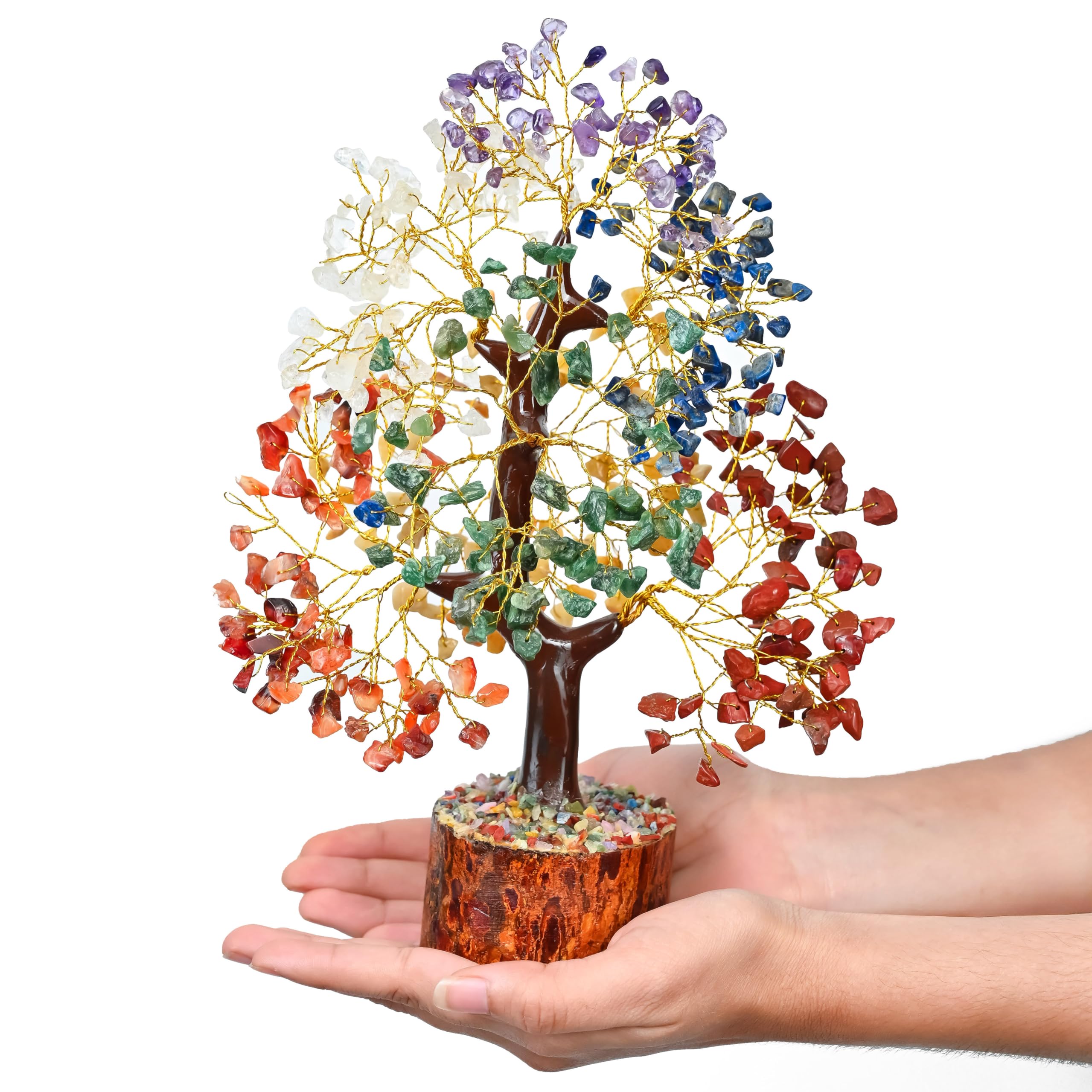 Arbre de vie en cristal 7 chakras – Bonsaï Feng Shui fait à la main, attire la chance – Arbre en pierres précieuses, cristaux de décoration d'intérieur – Arbre à sept chakras pour énergie positive,