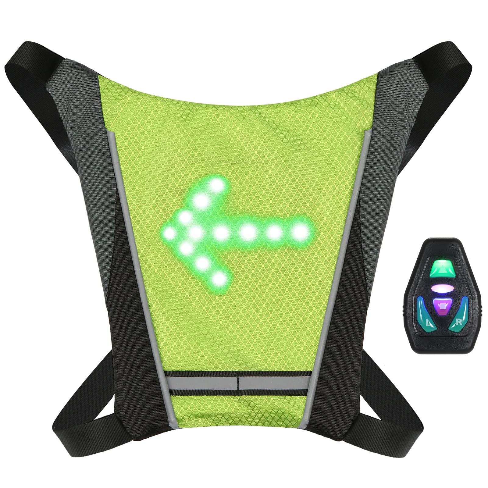 LED Turn Signal Bike Pack USB Reable Reflective Vest Backpack with Direction Indicator Safety LED Backpack Wireless Remote Control Bag Sports Vest Ultralight Riding Bag