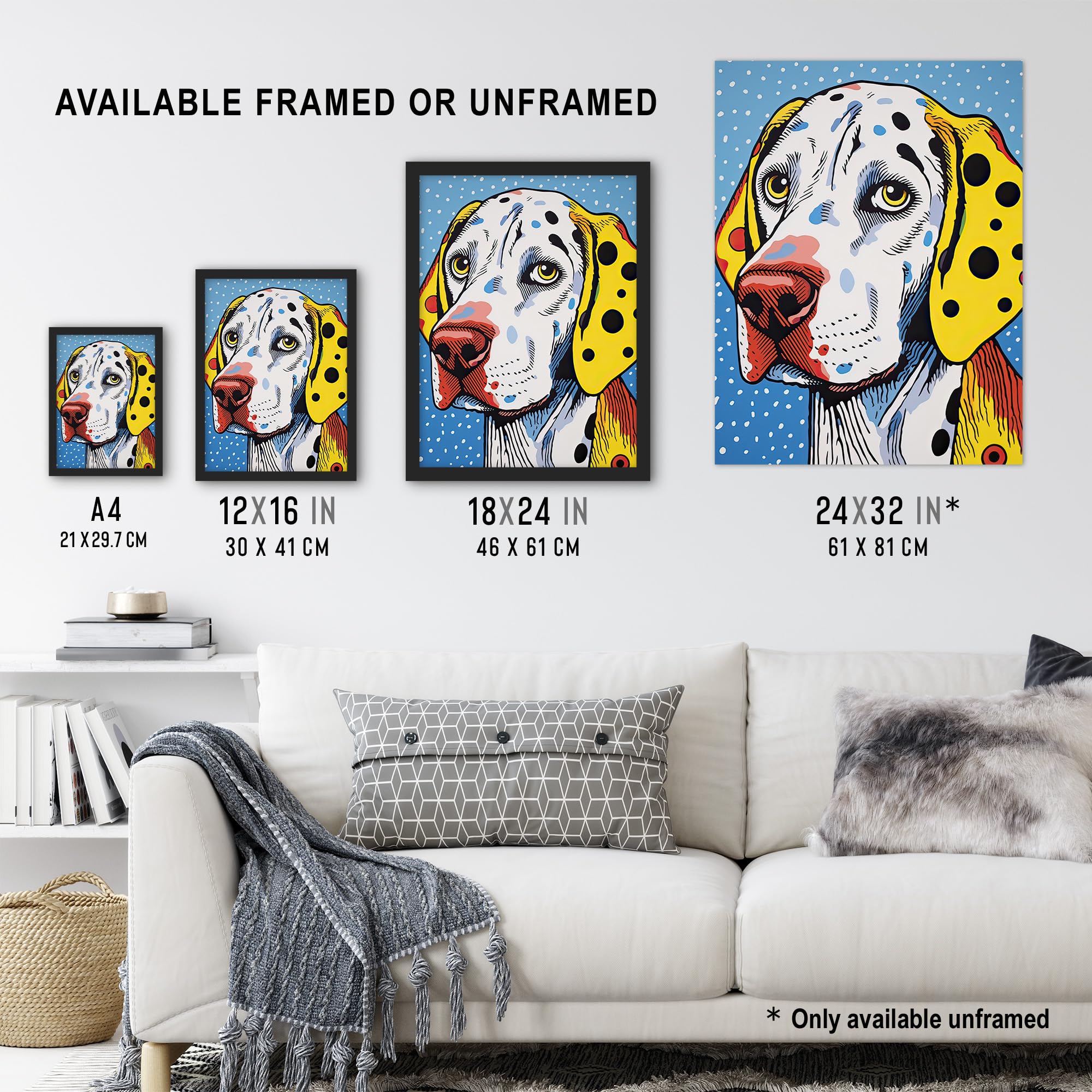 Amazon.com: Artery8 Dalmatian Dog Pop Art Painting Yellow Orange