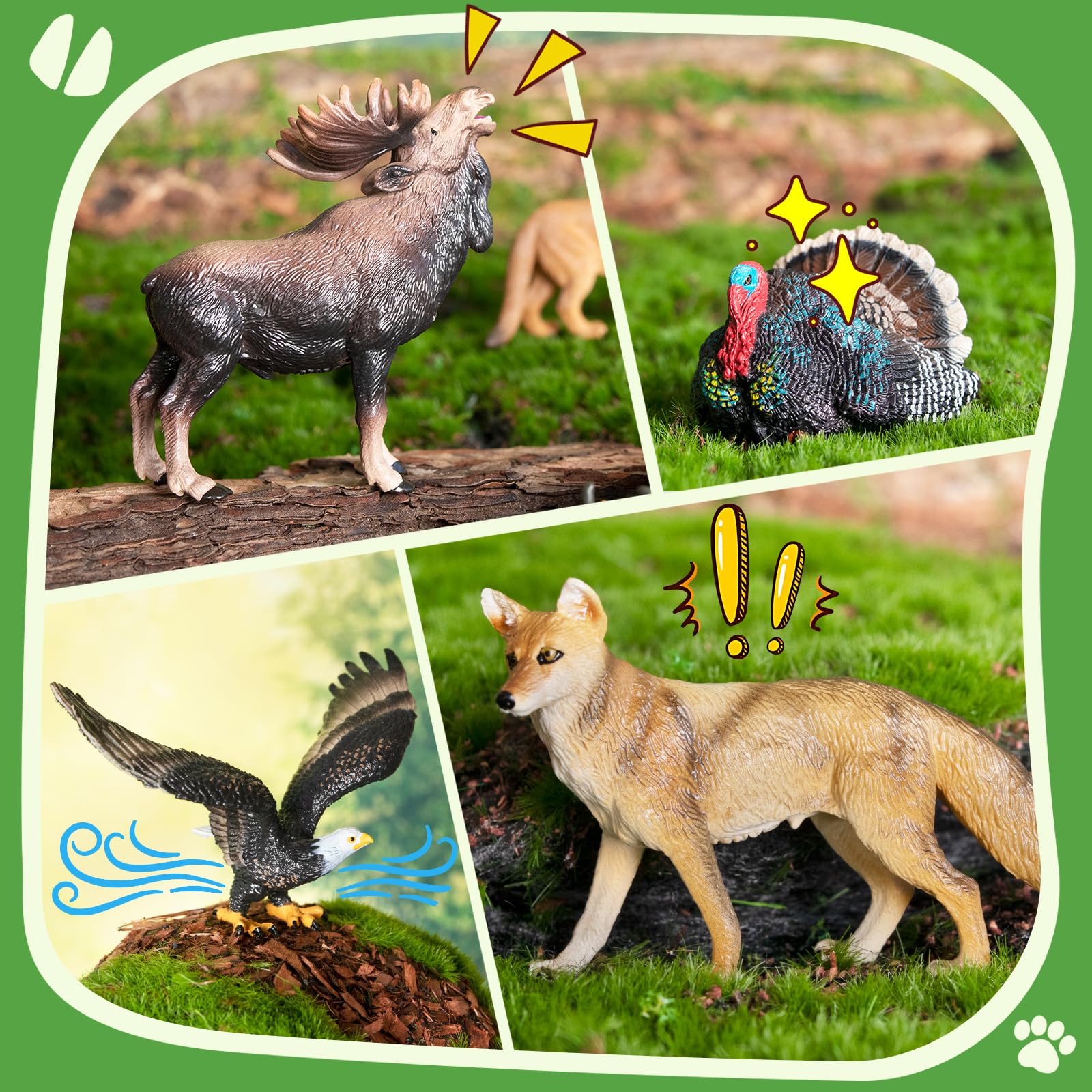 TOYMANY 14 sztuk mini figurek zwierząt leśnych z Ameryki Północnej, realistyczne figurki z dżungli, zabawki edukacyjne, jajka wielkanocne, toppery, Boże Narodzenie, urodziny, prezent na imprezę, dla