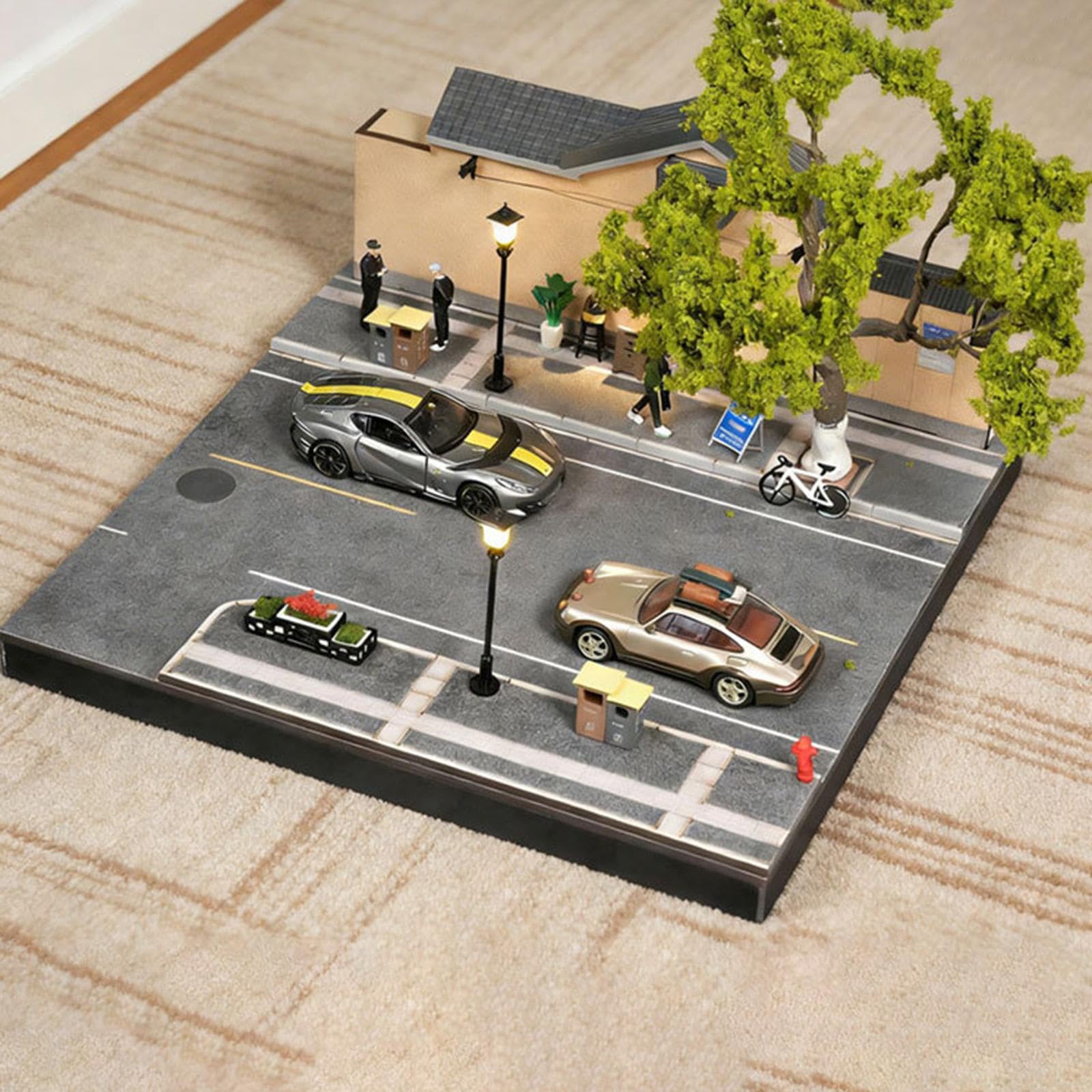 Vitrine für Modellautos Im Maßstab 1:64, Stadtkulissen Organizer, Diorama Display, Dekorationsobjekte, Aufbewahrungsbox für Modellautos