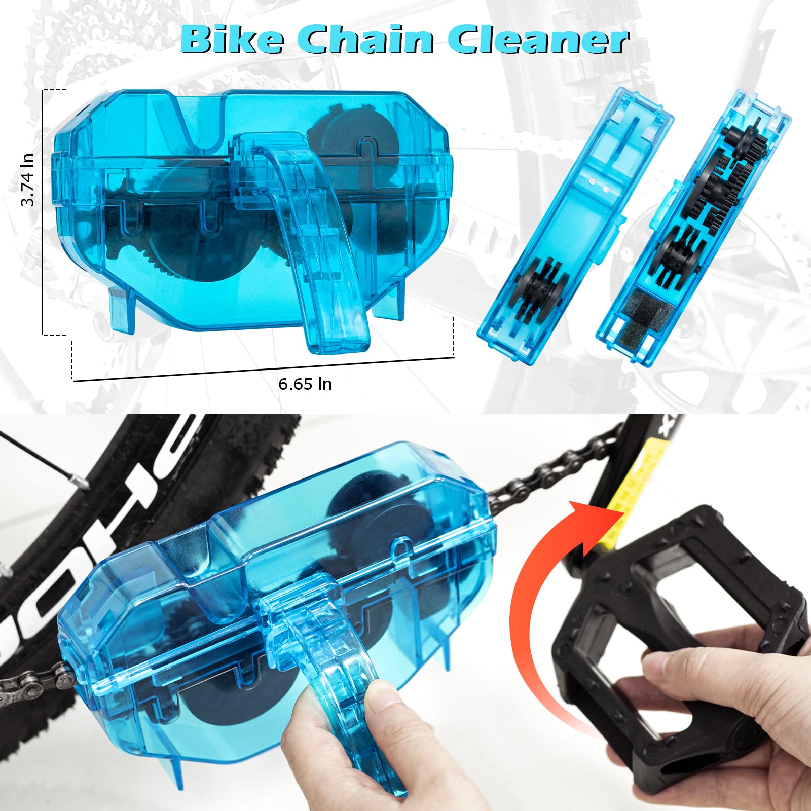 focopot Kit de limpieza de bicicleta con limpiador de cadena de bicicleta, limpiador de bicicletas, depurador, lubricante de aceite, herramienta de cepillo de limpieza, kit de limpieza perfecto para