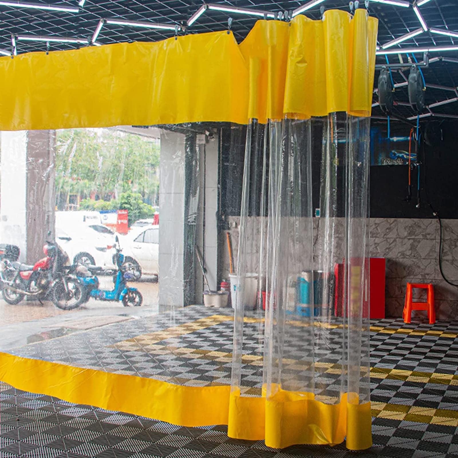 Bâche transparente et imperméable en PVC avec œillets pour rideaux de pergola