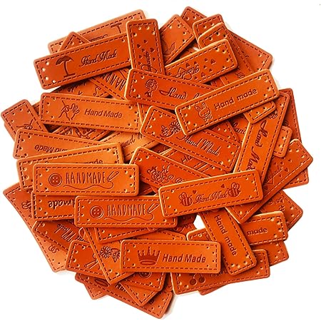 50 Handmade Labels Zum Annähen - Personalisierte Etiketten Aus PU-Leder