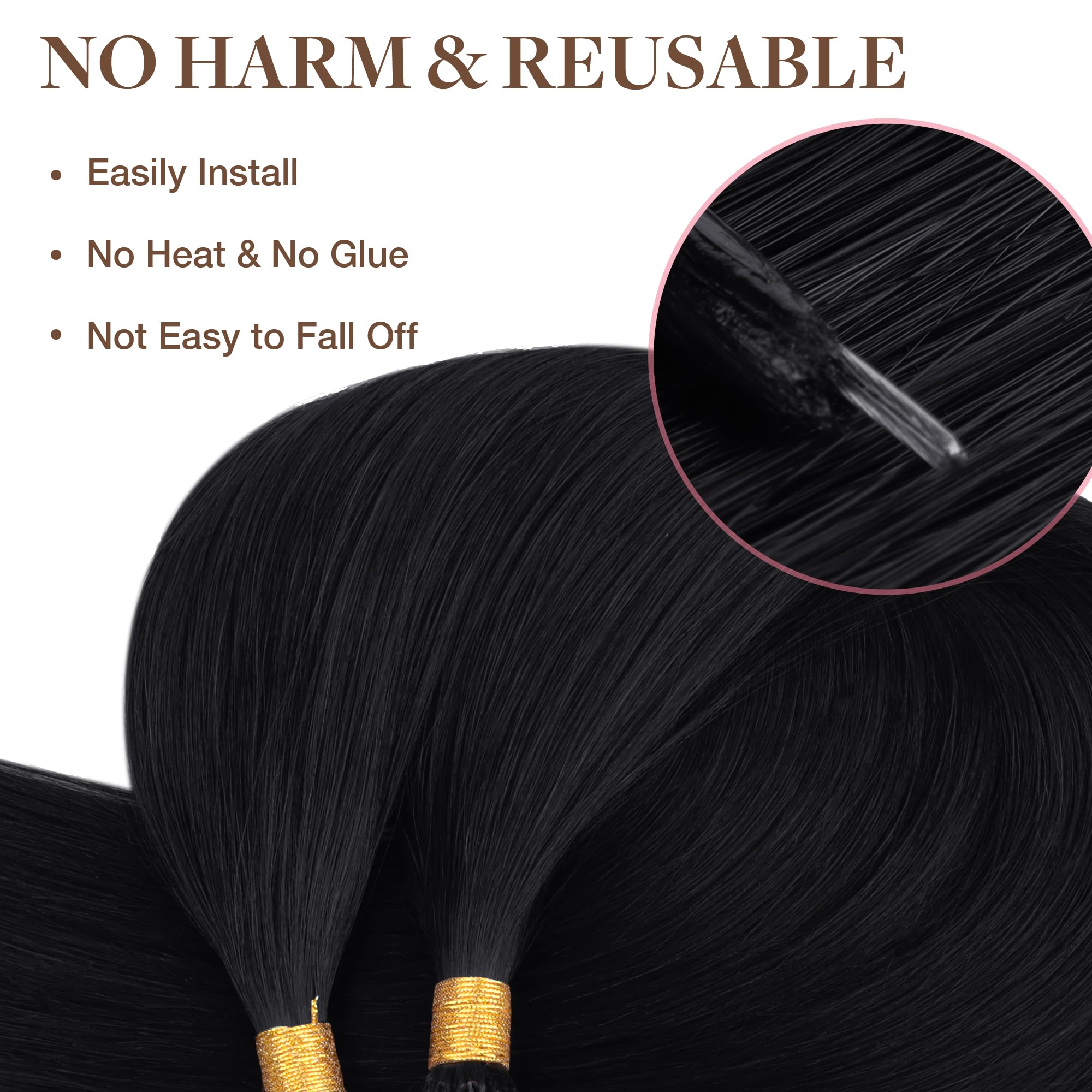 GOO GOO Nano Hair Extensions Real Human Hair, Nano Beads Hair Extensions - Image 4