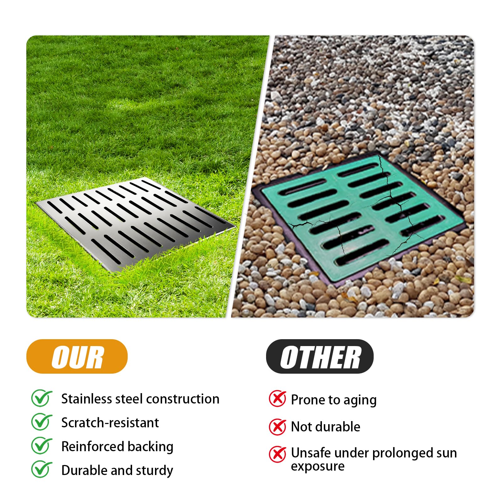 Large Stainless Steel Catch Basin - Drainage Basin -4 Large Stainless Steel Catch Basin - Drainage Basin -4