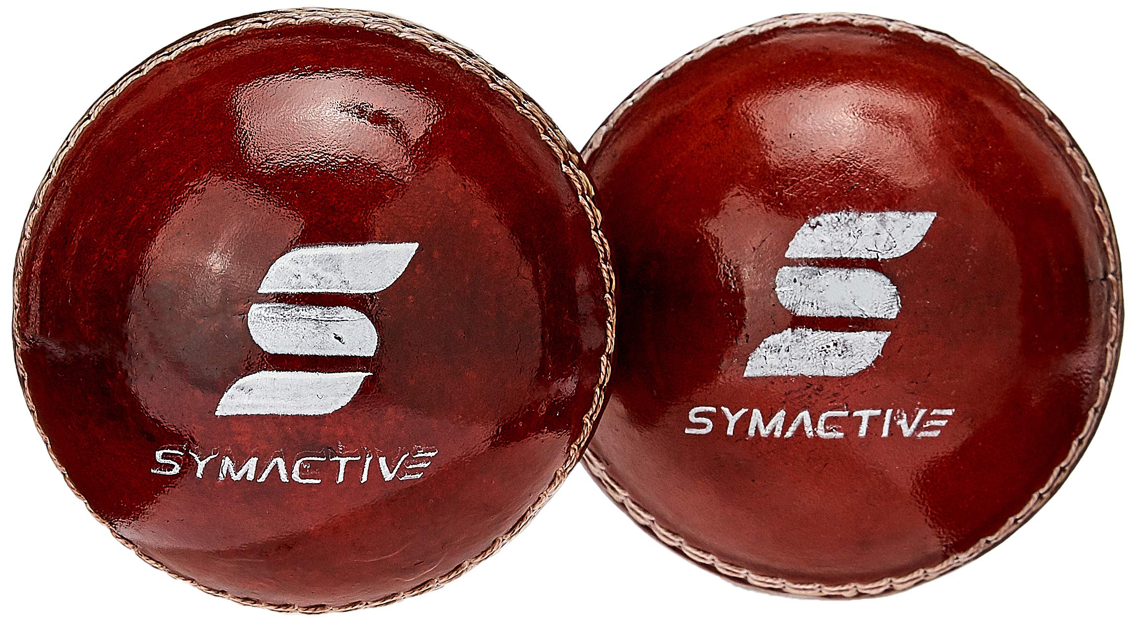 Amazon Brand - Symactive Leather Cricket Ball, Size - Set of 2 Pieces (Red)