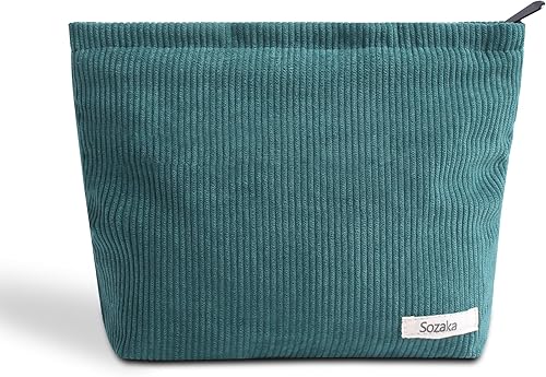 Bolsas de cosméticos para mujer, bolsa de cosméticos de pana, bolsos estéticos para mujer, bolsos de mano con puntos sonrientes, organizador de