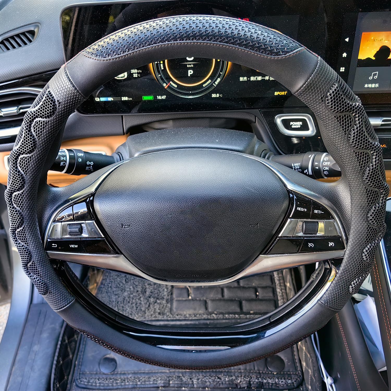 XHRING Pokrowiec na kierownicę samochodu do Toyota Tacoma 2012-2024 4Runner 2010-2024 Tundra 2000-2024 Sequoia 2014-2024 2/4 drzwi SR5 Trail Limited Platinum TRD Pro Off Road 4x4 akcesoria sportowe,