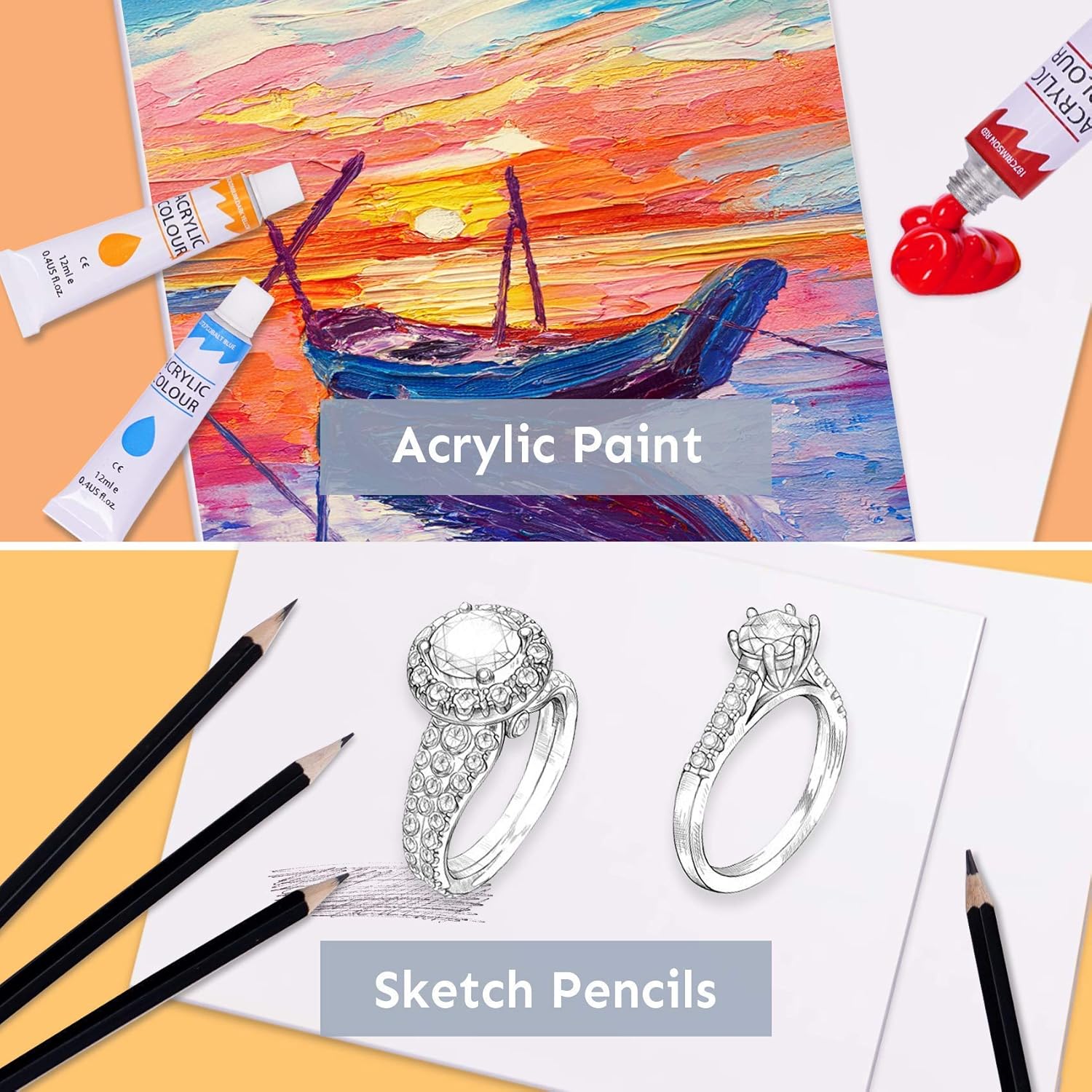 Paint Set,85 Piece Deluxe Wooden Art Set Crafts Drawing Painting Kit with Easel and 2 Drawing Pads, Creative Gift Box for Teens Adults Artist Beginners,Art Kit,Art Supplies