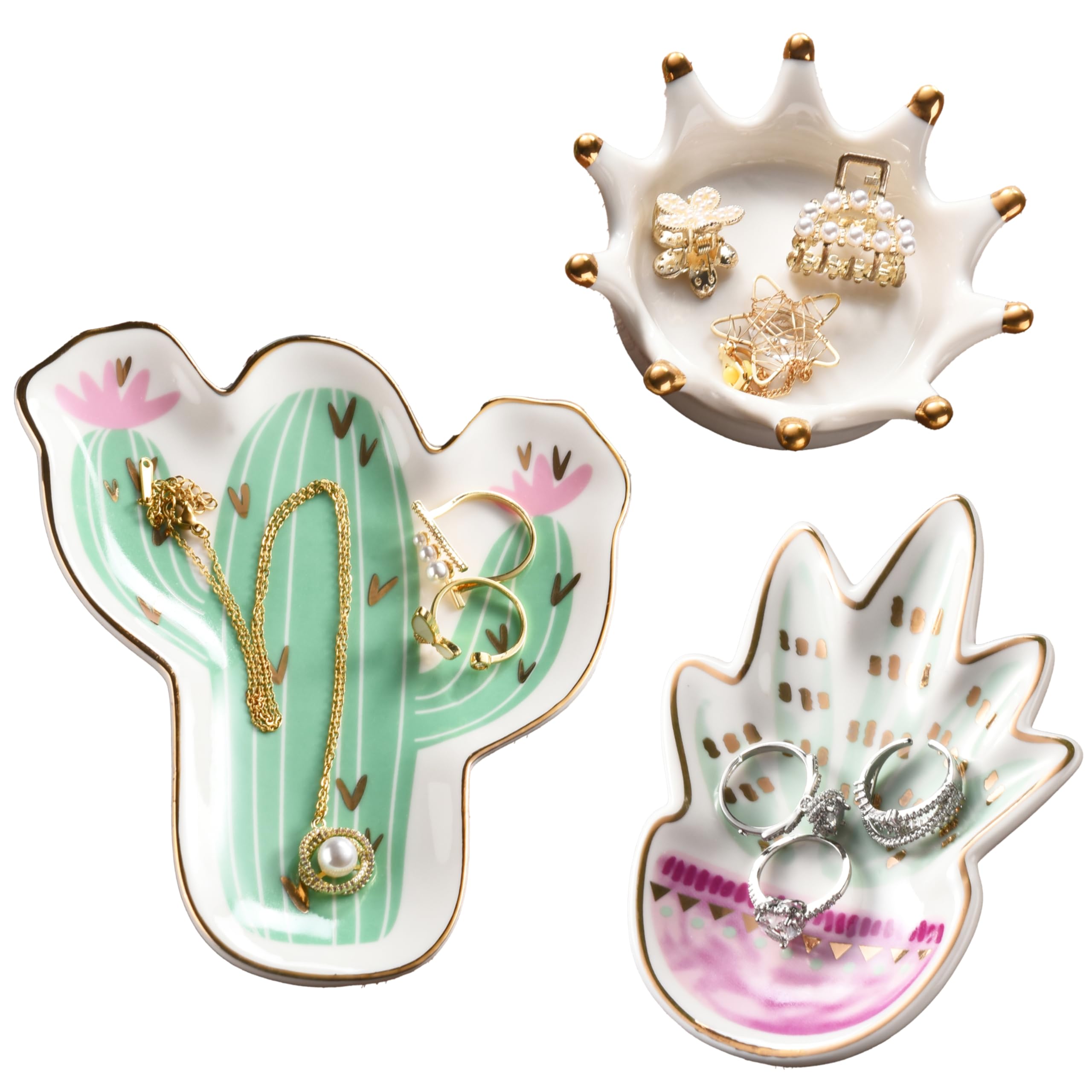 WHOLE HOUSEWARES Ceramic Jewelry Dish - Jewelry Holder Plate for Key and Jewelry - Small Aesthetic Bowl for Jewelry Lovers - Decorative Accent for Dressers, Nightstands & Vanity Tables