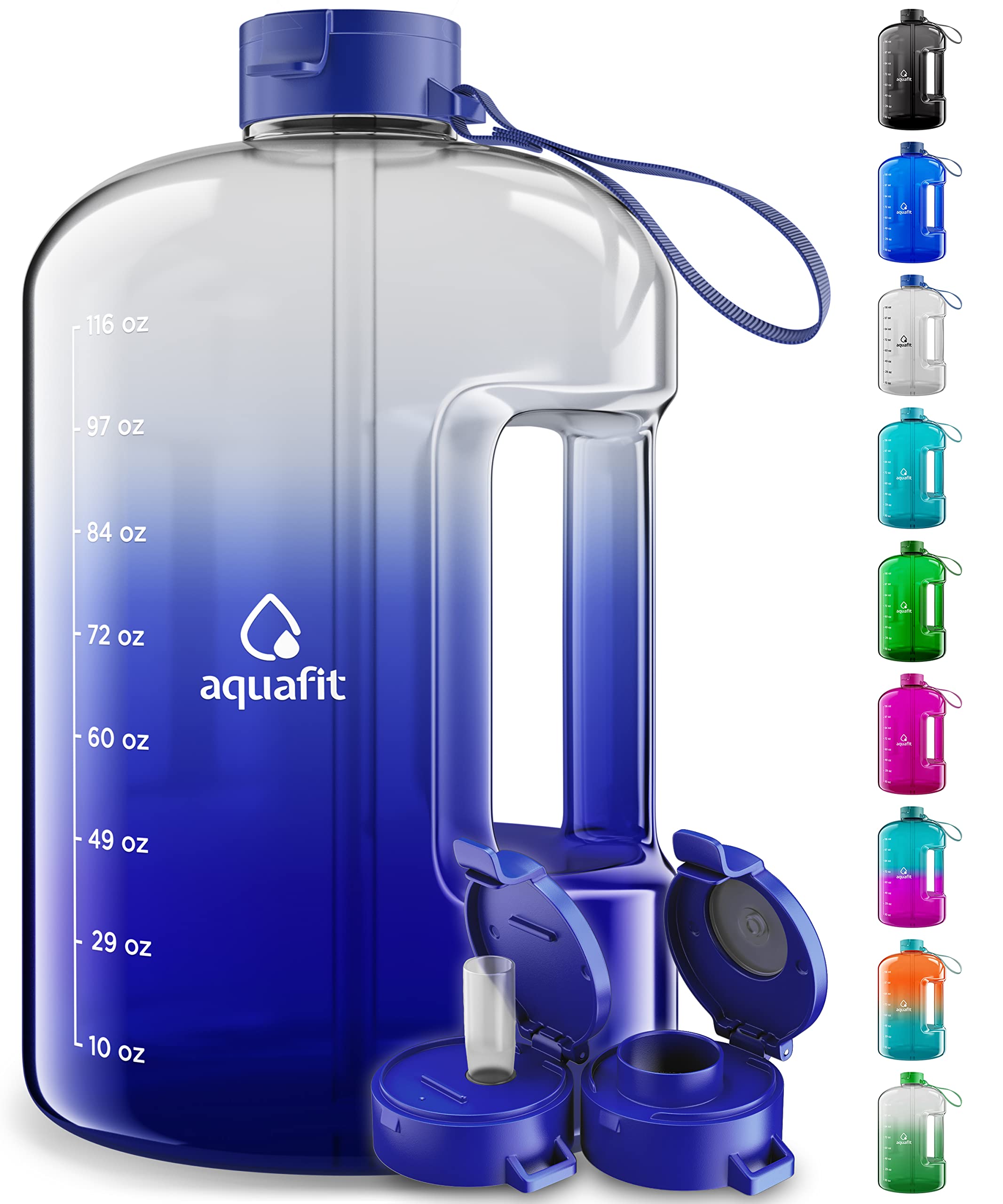 AQUAFIT 1 Gallon Water Bottle With Time Marker Large Water
