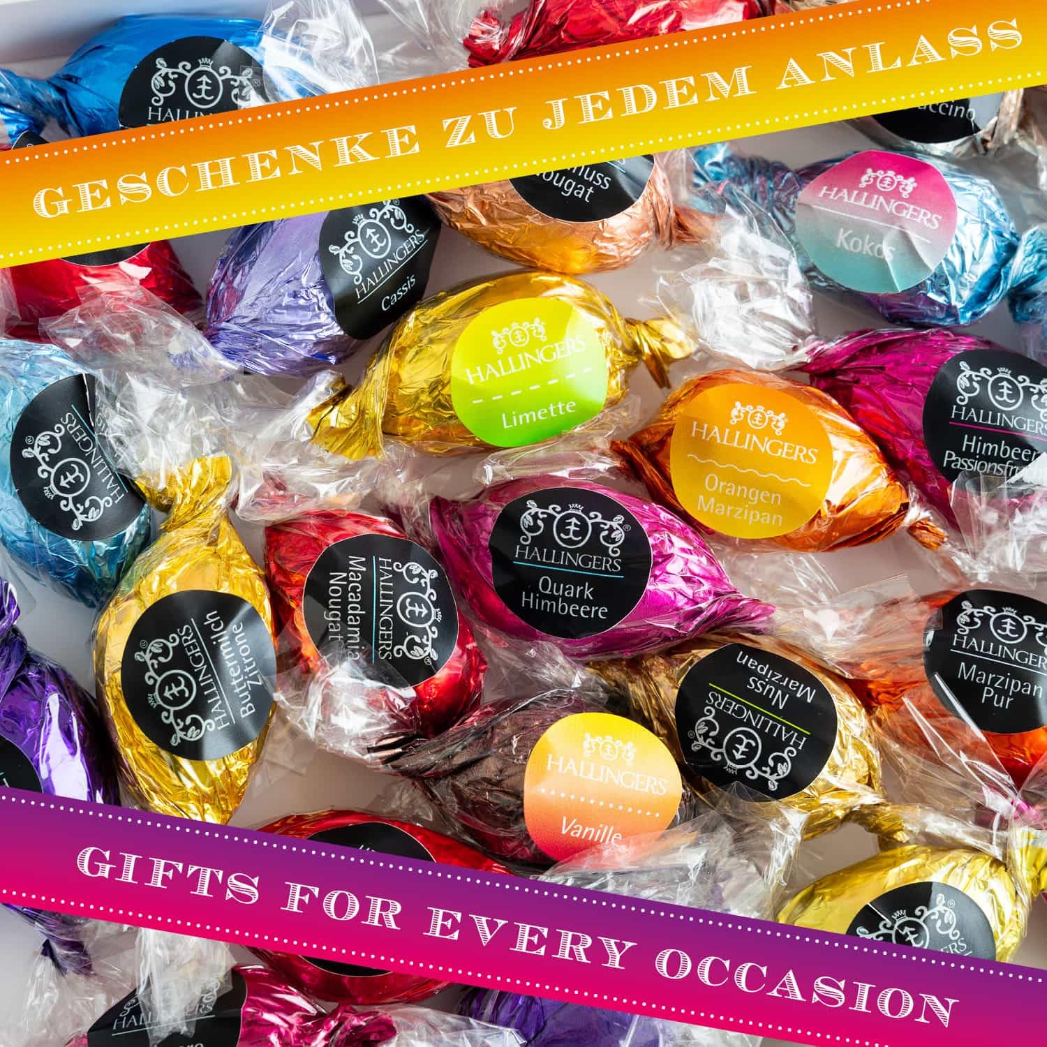 Hallingers Genuss Manufaktur Feinkost Oster-Geschenk-Set - XL-Geschenkkorb "Easter Bag yell..." großes Osternest 1 Schokoladen-Tafel, 9 Trüffel & 20 Pralinen-Ostereier, Ostern Körbchen für Frauen