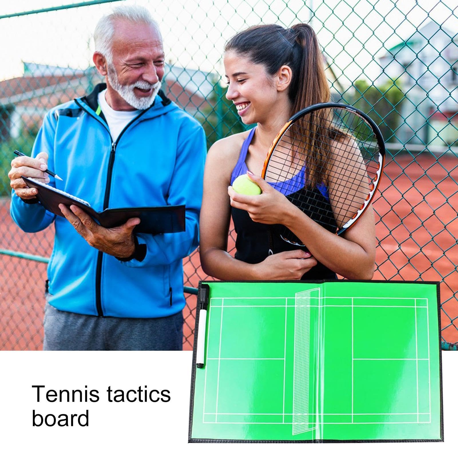 Tennis trocken abwischbares Coaching-Board | Tennis-Strategiebrett | tragbares Coaching-Werkzeug | Trainer-Klemmbrett | Faltbares Markierbrett Tennisbrett Tennis-Zubehör für Strategieplanung
