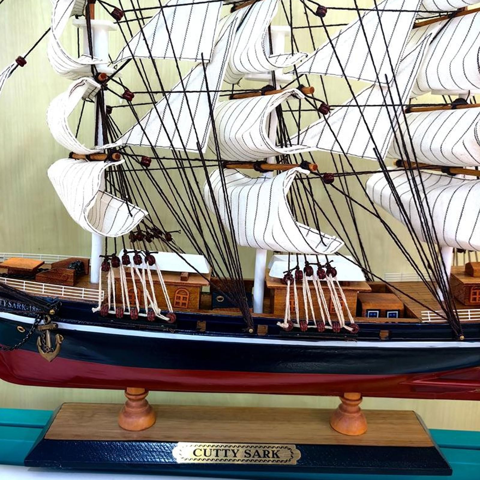 YLME Maqueta De Velero De Madera De 52 Cm Maqueta De Velero De Madera Maciza De Estilo Mediterráneo Adornos Creativos Hechos A Mano De Madera Maciza Adornos Decorativos para El Hogar,Cutty Sark