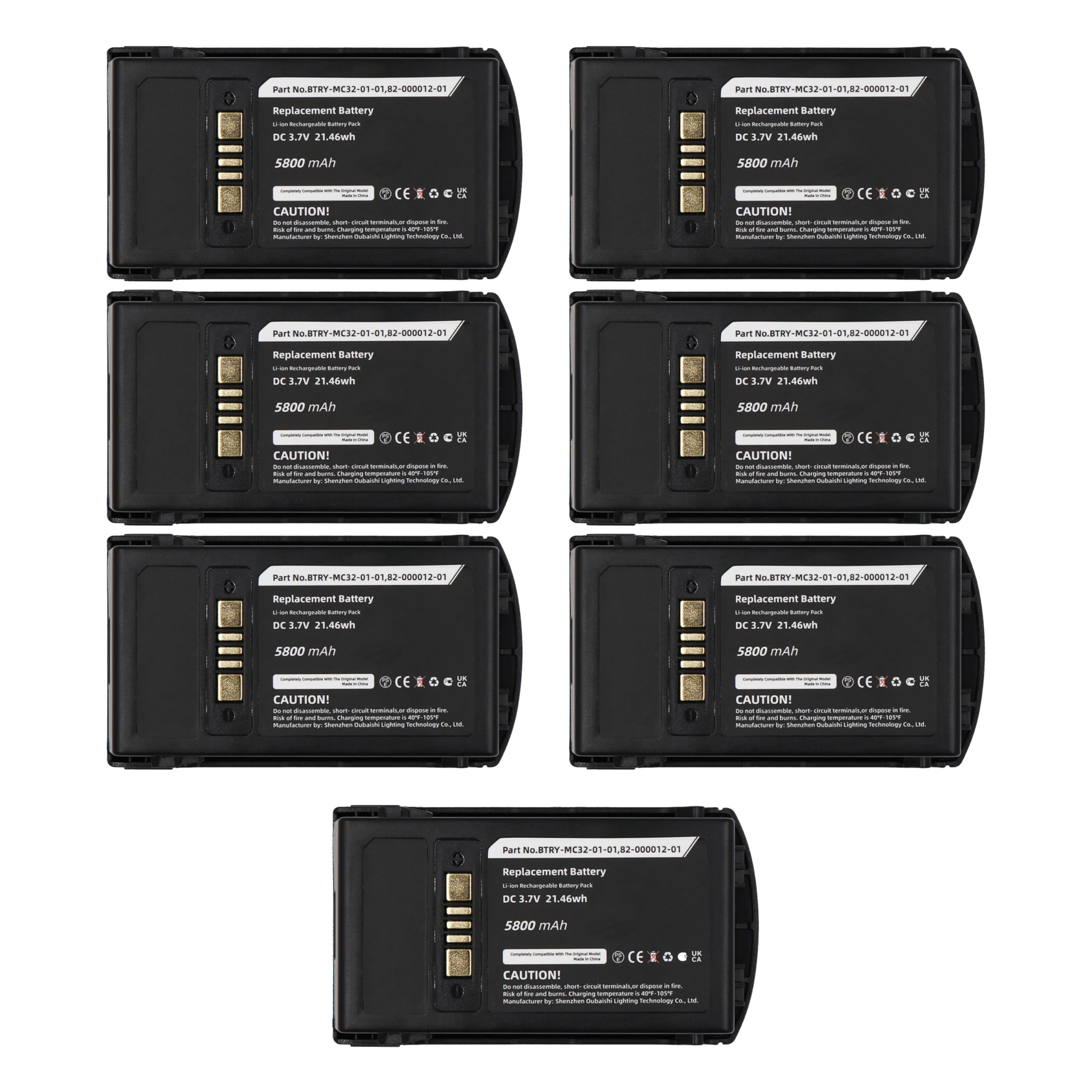 7 Pack MC3200 Scanner Battery Compatible with BTRY-MC32-52MA-10 BT-000375 BTRY-MC32-01-01 BTRY-MC32-52MA-01 MC32N0 MC32N0-S