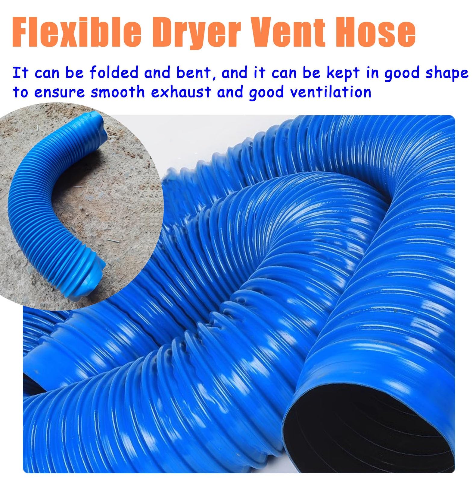 Tubo di sfiato resistente in PVC blu per asciugatrice, diametro 100 mm, lunghezza 1 m, tubo di scarico per condotto dell'aria B, per sfiati asciugatrice