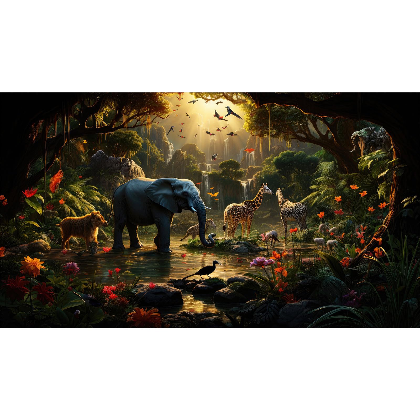 Jungle Animal Backdrop Summer Tropical African Forest Wild Animals Safari Theme Party Photography Background Children Boys Birthday Banner Decorations