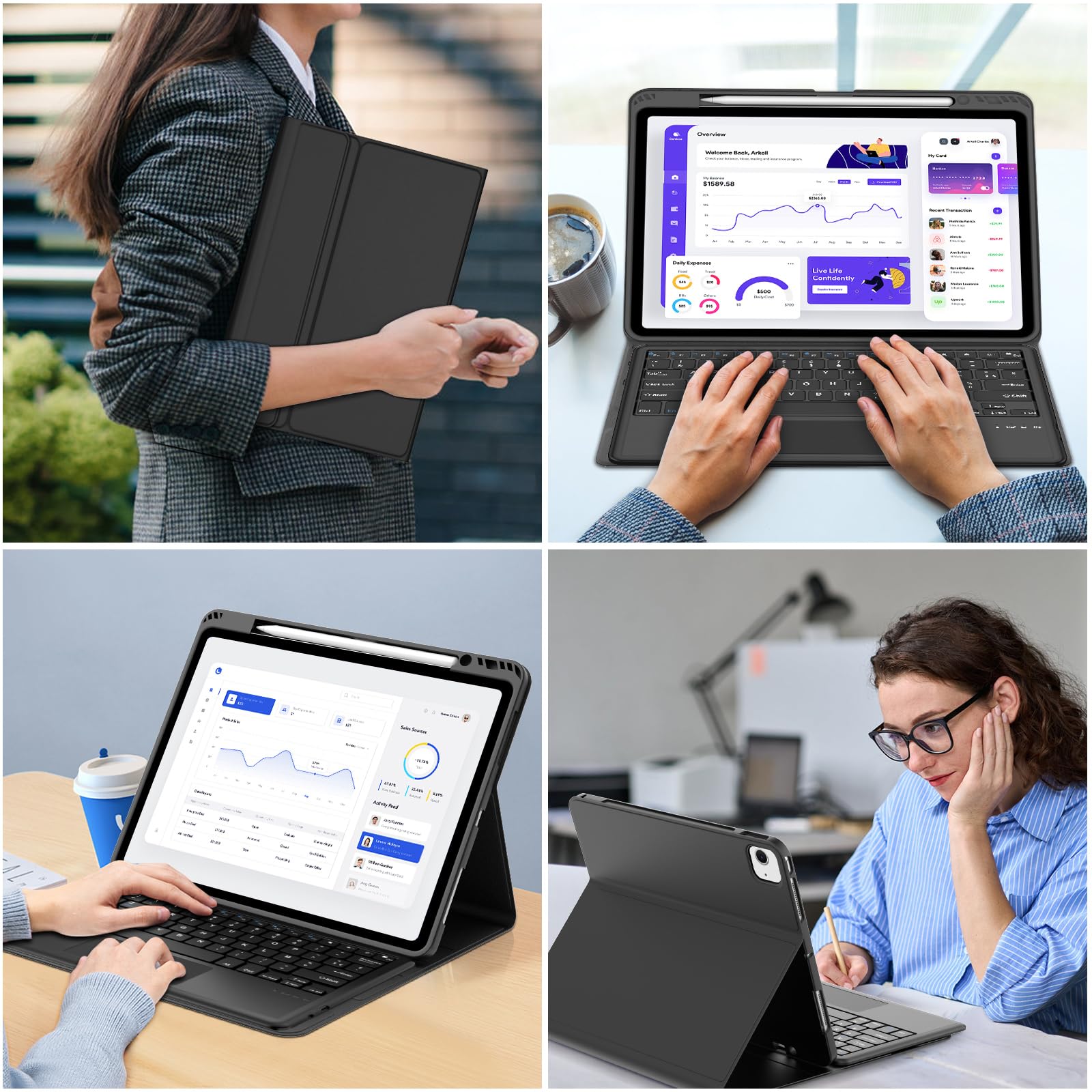JADEMALL Clavier avec Touchpad pour iPad Air 13" M4/M3/M2 2026/2025/2024, AZERTY Français Clavier Détachable avec Trackpad pour iPad Air 13 Pouces M4/M3/M2 2026/2025/2024, Noir