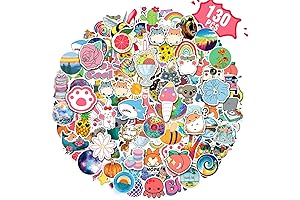 Arme 130Pcs Cute Sticker Packs for Girls, Colorful Vinyl Stickers That Shine