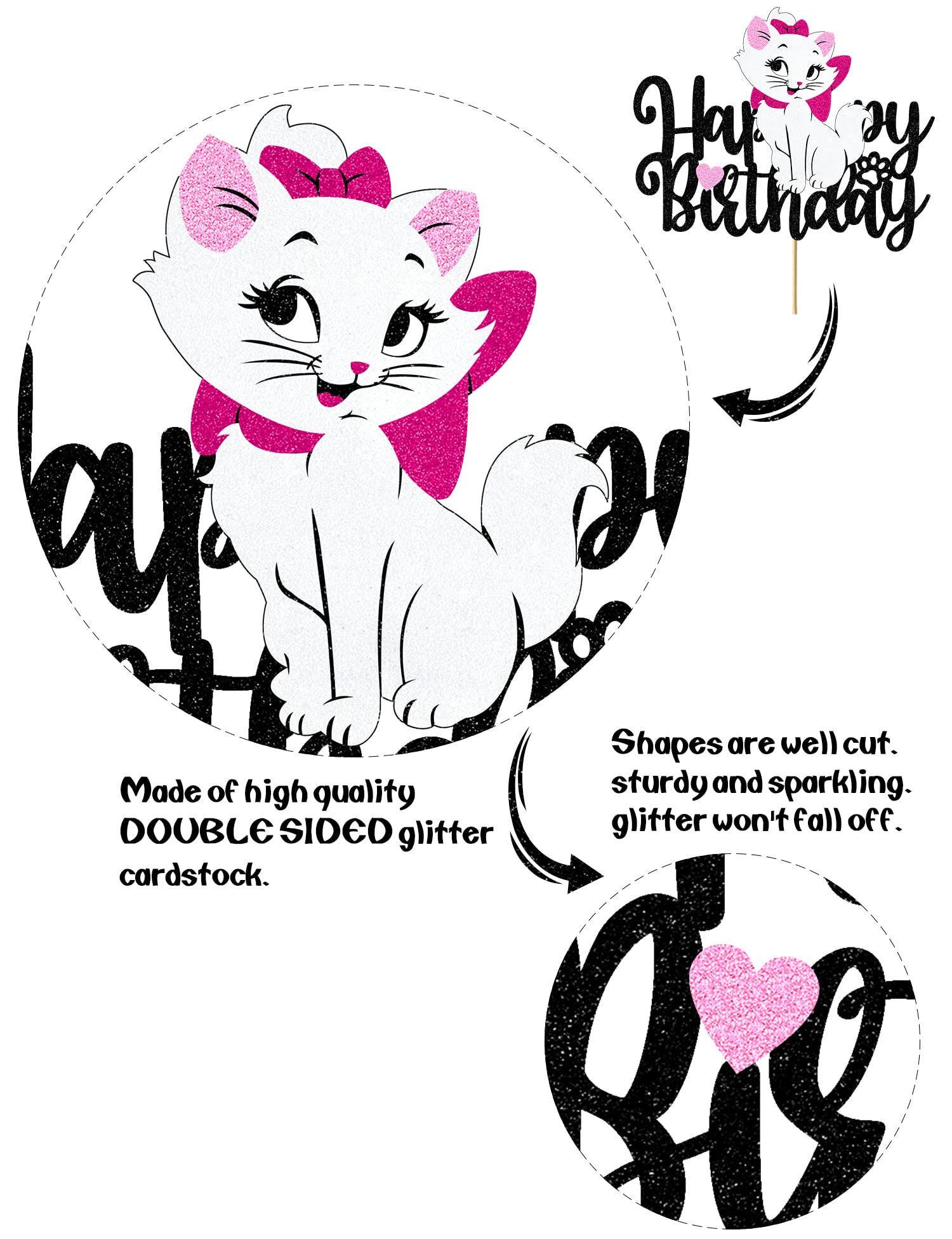Cat Birthday Cake Topper – British Shorthair Glitter Decor – Cute Pet Party Supplies For Cat Lovers