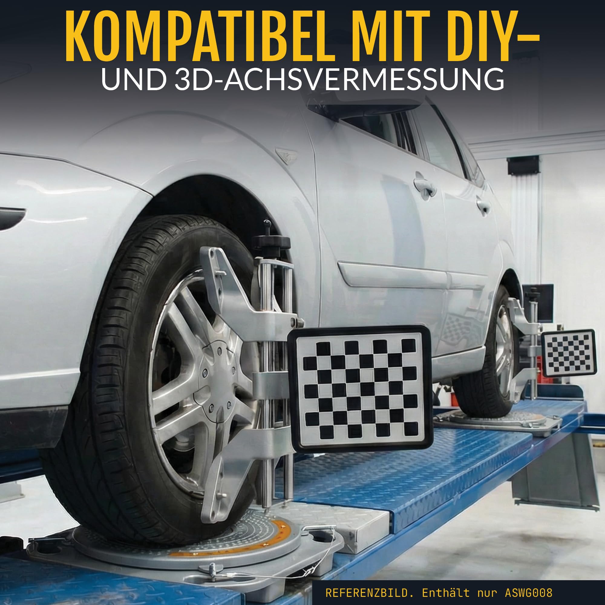 AutoSolo Drehteller für die Achsvermessung - 4 Tonnen Tragkraft, Messingskala-Drehplatten für die DIY-Vorderachsvermessung mit Bonuszubehör (Ein Paar)