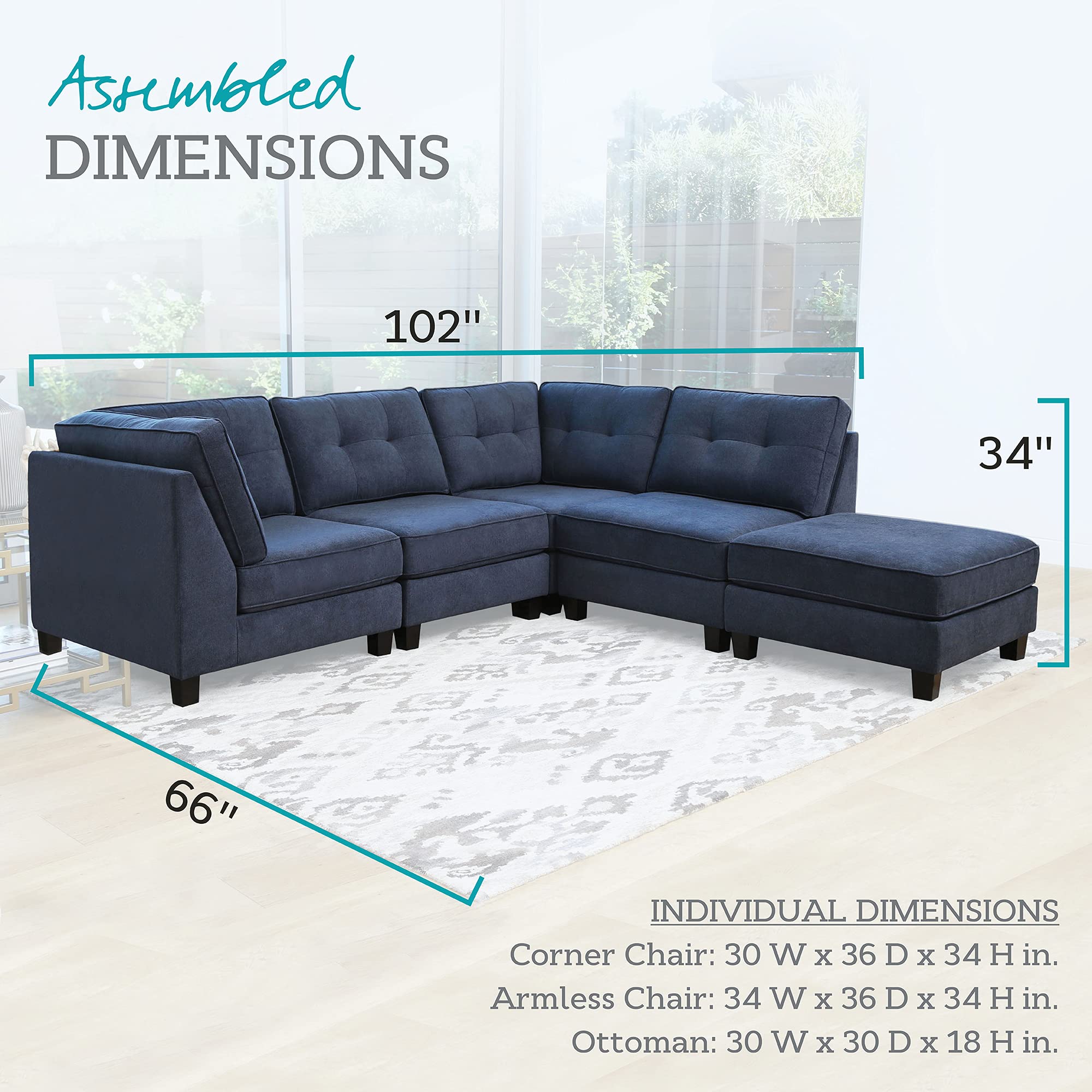 Amazon.com: Abbyson Living Fabric Upholstered 5-Piece Modular